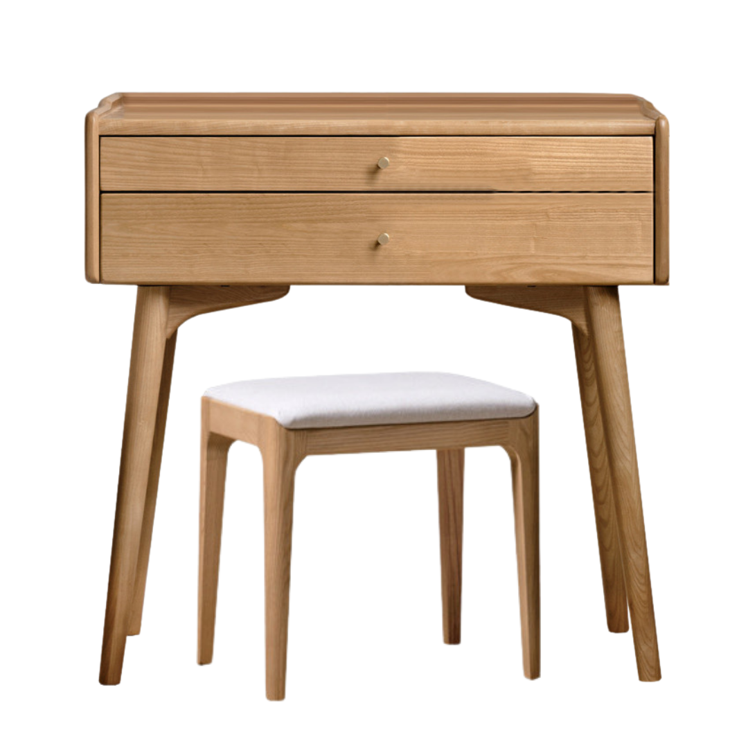 Ash Solid Wood Dressing Table LED Makeup Mirror.