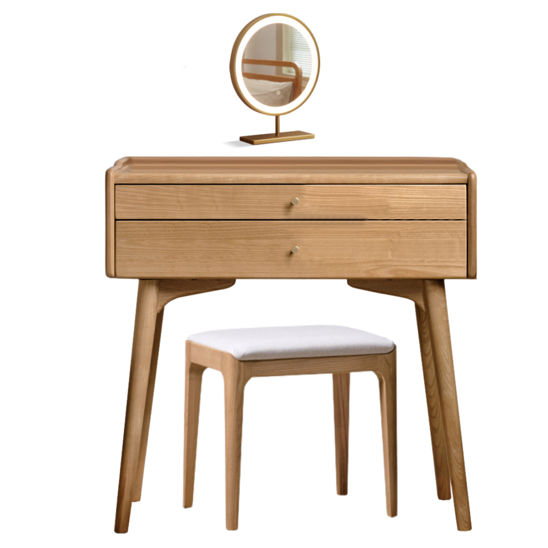 Ash Solid Wood Dressing Table LED Makeup Mirror.