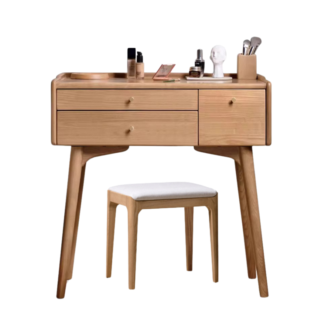 Ash Solid Wood Dressing Table LED Makeup Mirror.