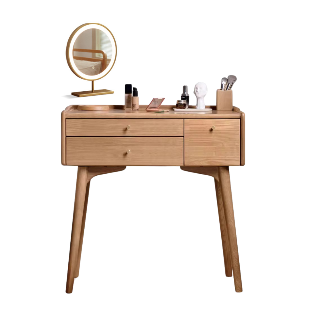 Ash Solid Wood Dressing Table LED Makeup Mirror.