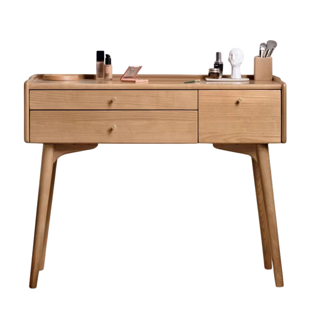 Ash Solid Wood Dressing Table LED Makeup Mirror.