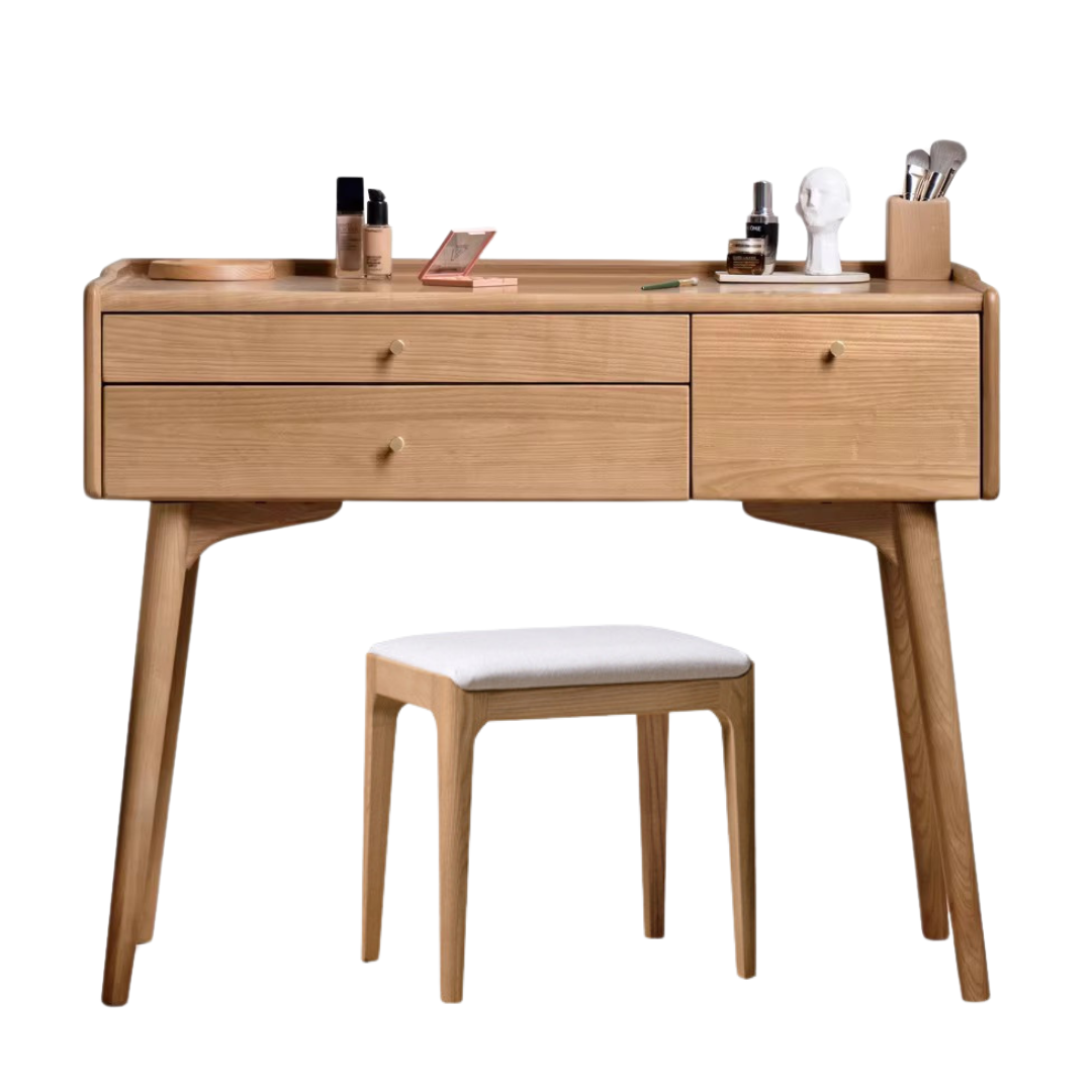 Ash Solid Wood Dressing Table LED Makeup Mirror.