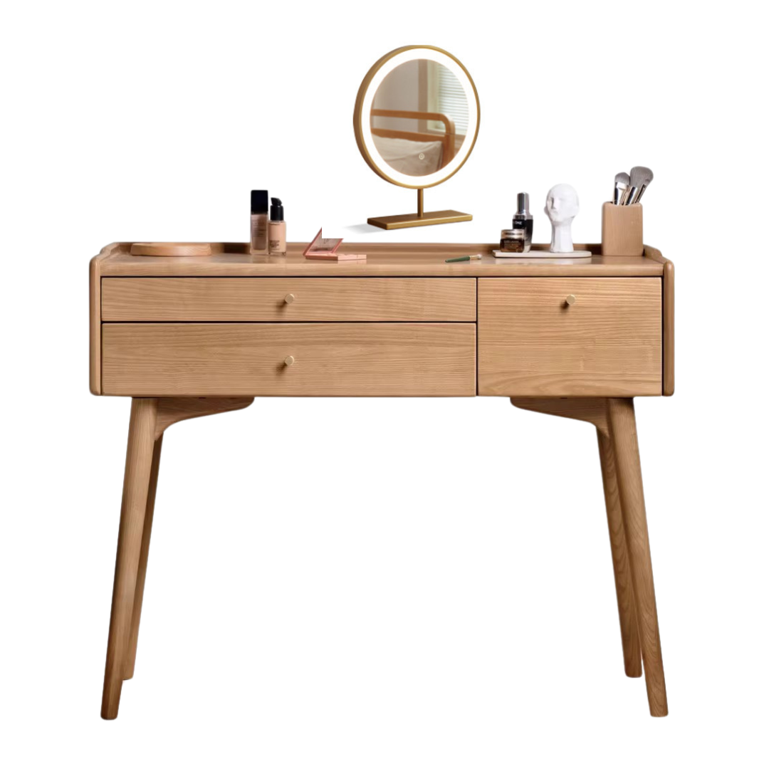 Ash Solid Wood Dressing Table LED Makeup Mirror.