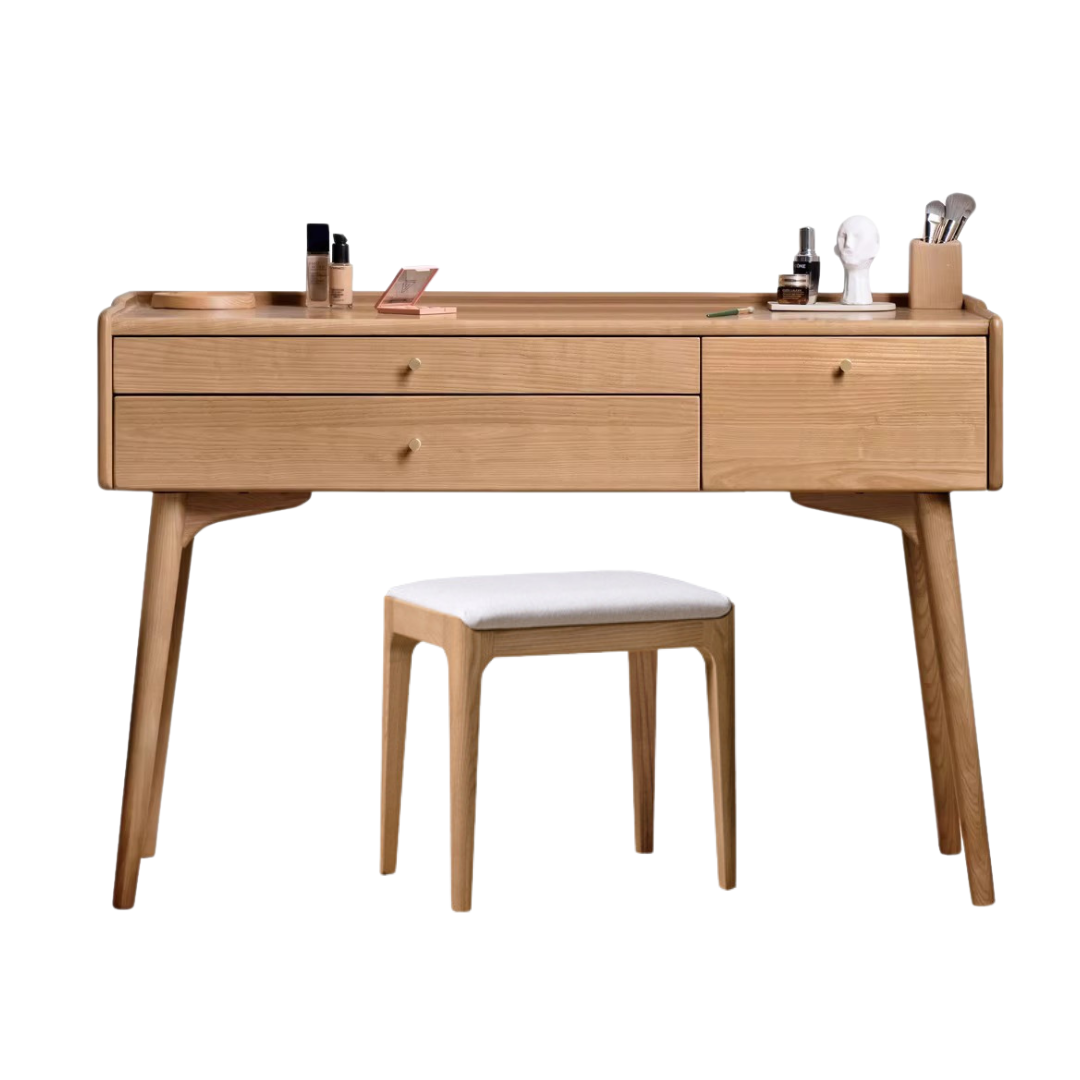 Ash Solid Wood Dressing Table LED Makeup Mirror.