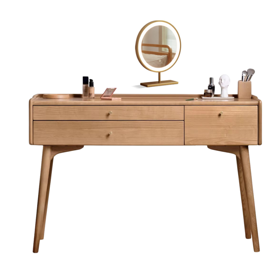Ash Solid Wood Dressing Table LED Makeup Mirror.