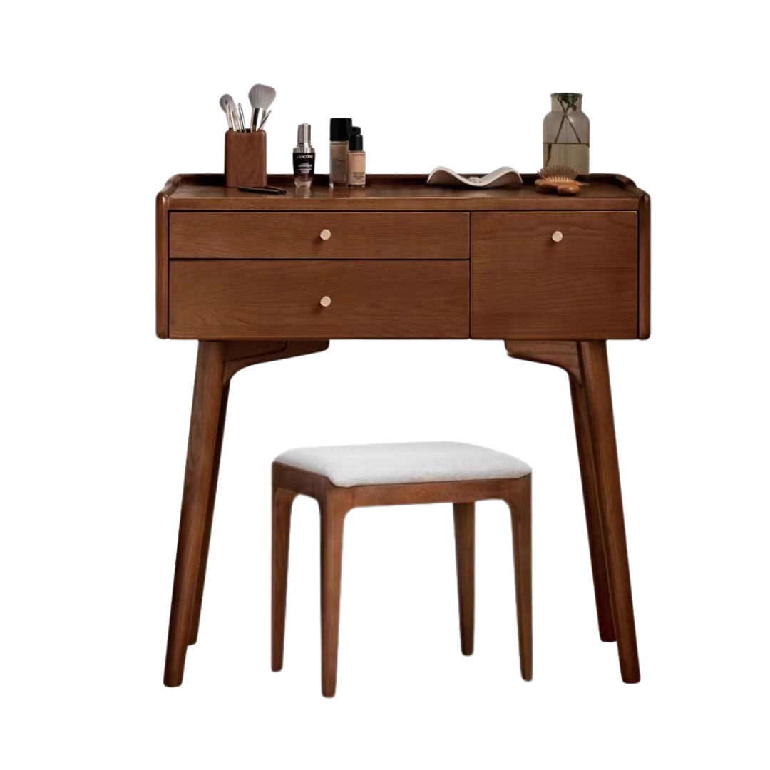 Ash Solid Wood Dressing Table LED Makeup Mirror.
