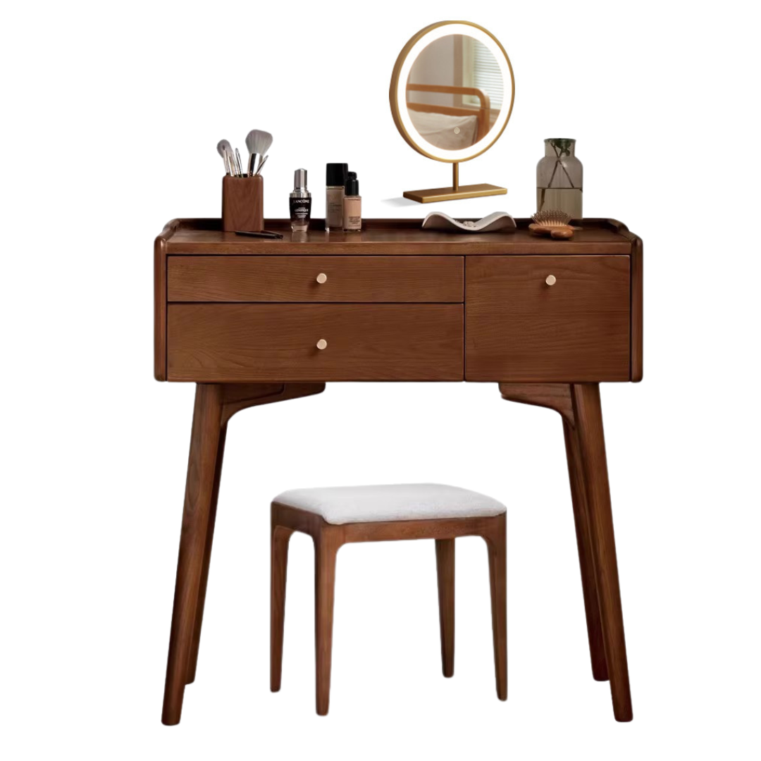 Ash Solid Wood Dressing Table LED Makeup Mirror.