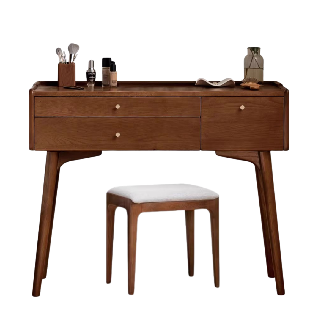 Ash Solid Wood Dressing Table LED Makeup Mirror.