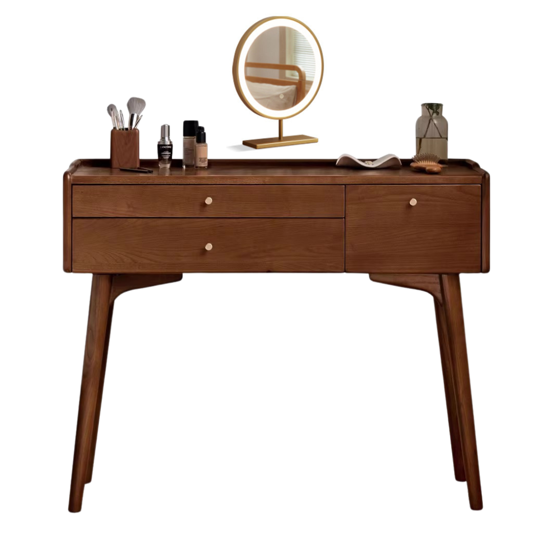 Ash Solid Wood Dressing Table LED Makeup Mirror.