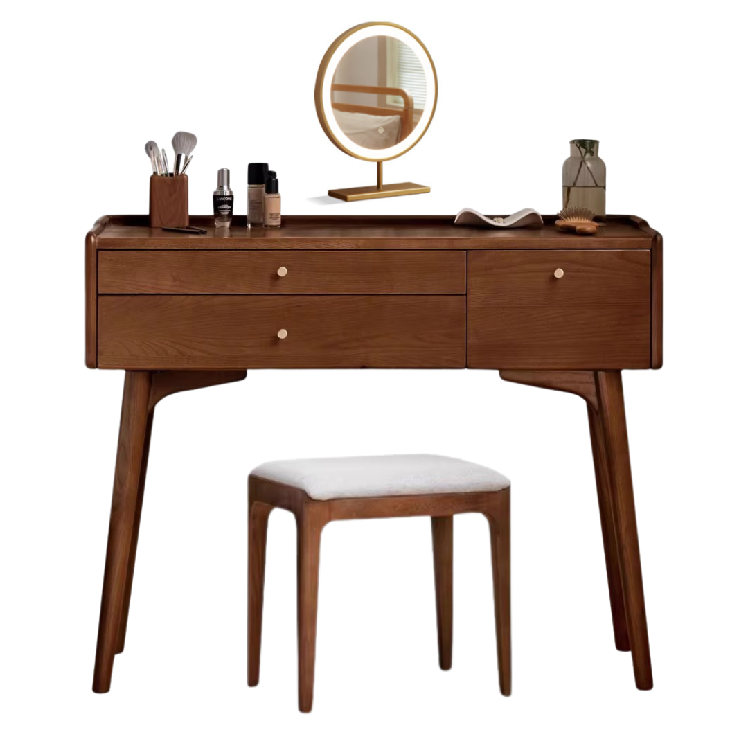 Ash Solid Wood Dressing Table LED Makeup Mirror.