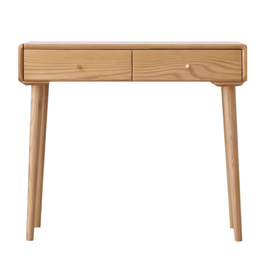 Ash Solid Wood Dressing Table with Mirror Shelf & Flip Cover.