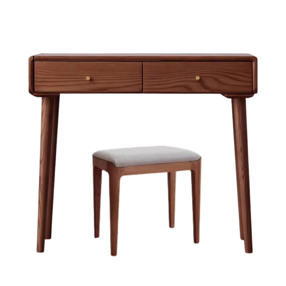 Ash Solid Wood Vanity Table with Mirror Shelf & Flip Cover.