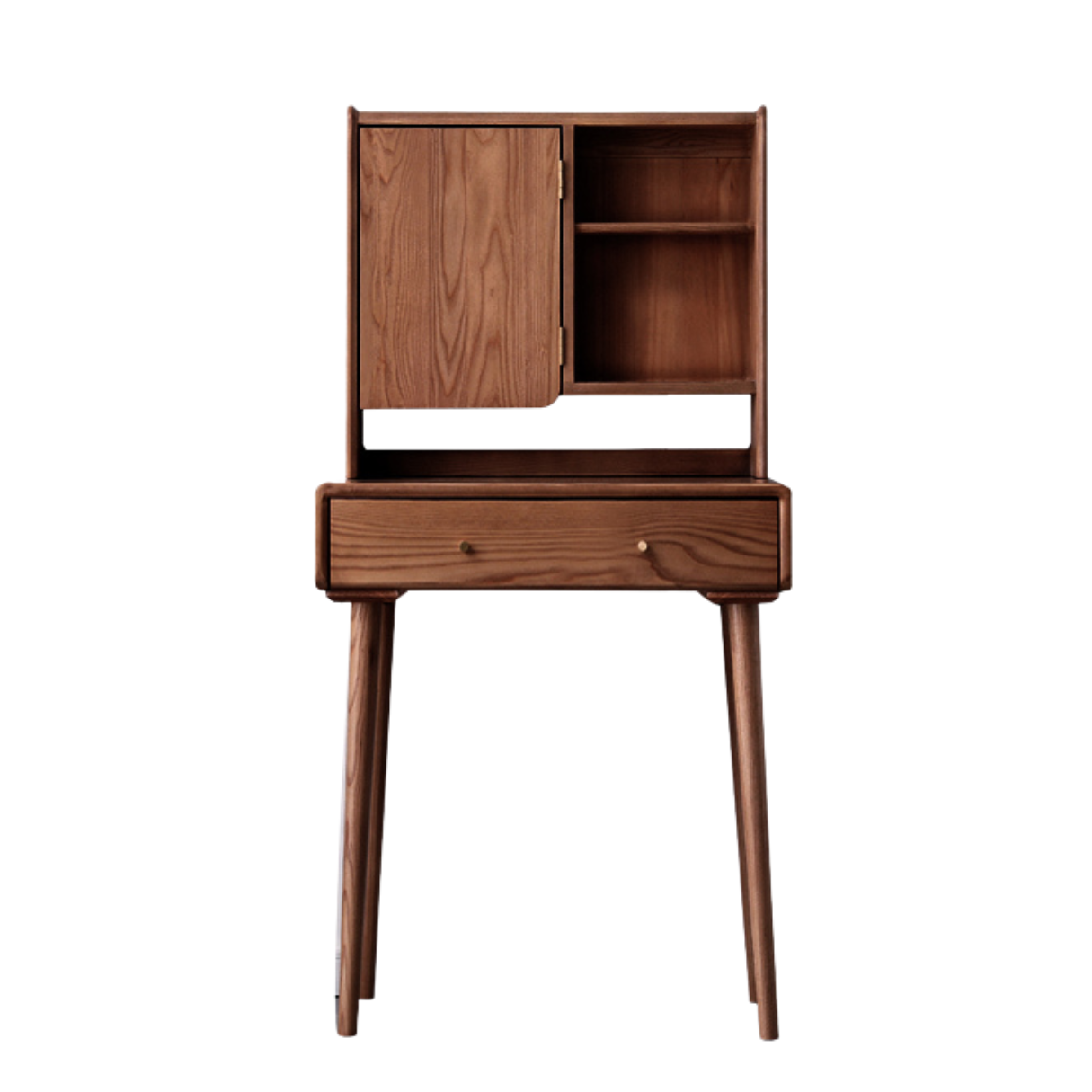 Ash Solid Wood Dressing Table with Mirror Shelf & Flip Cover.