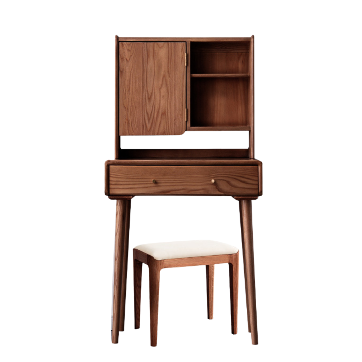 Ash Solid Wood Dressing Table with Mirror Shelf & Flip Cover.