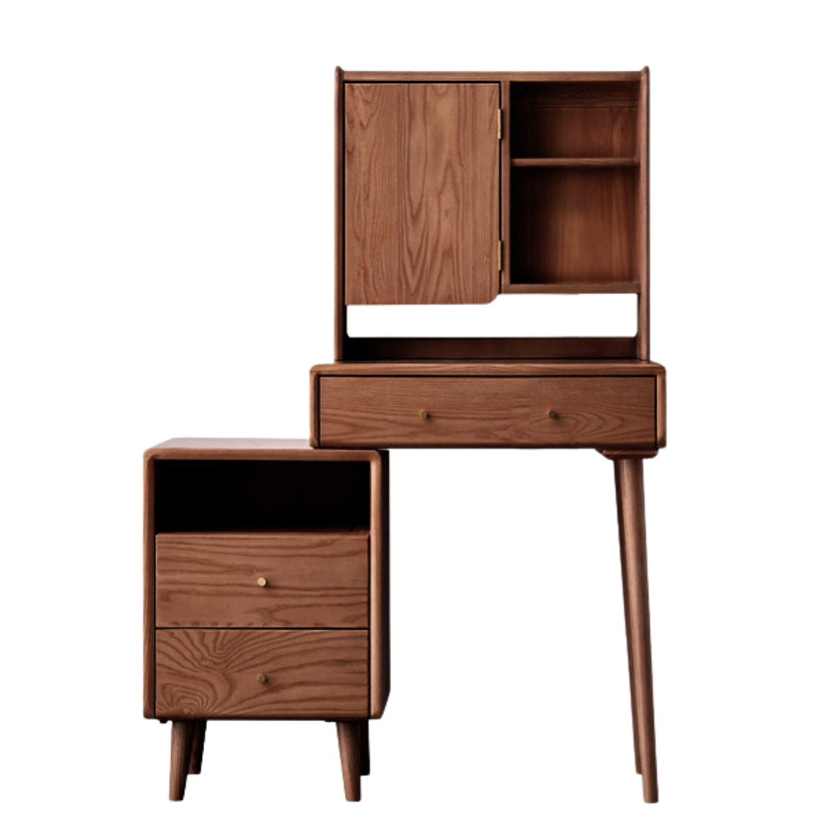 Ash Solid Wood Dressing Table with Mirror Shelf & Flip Cover.