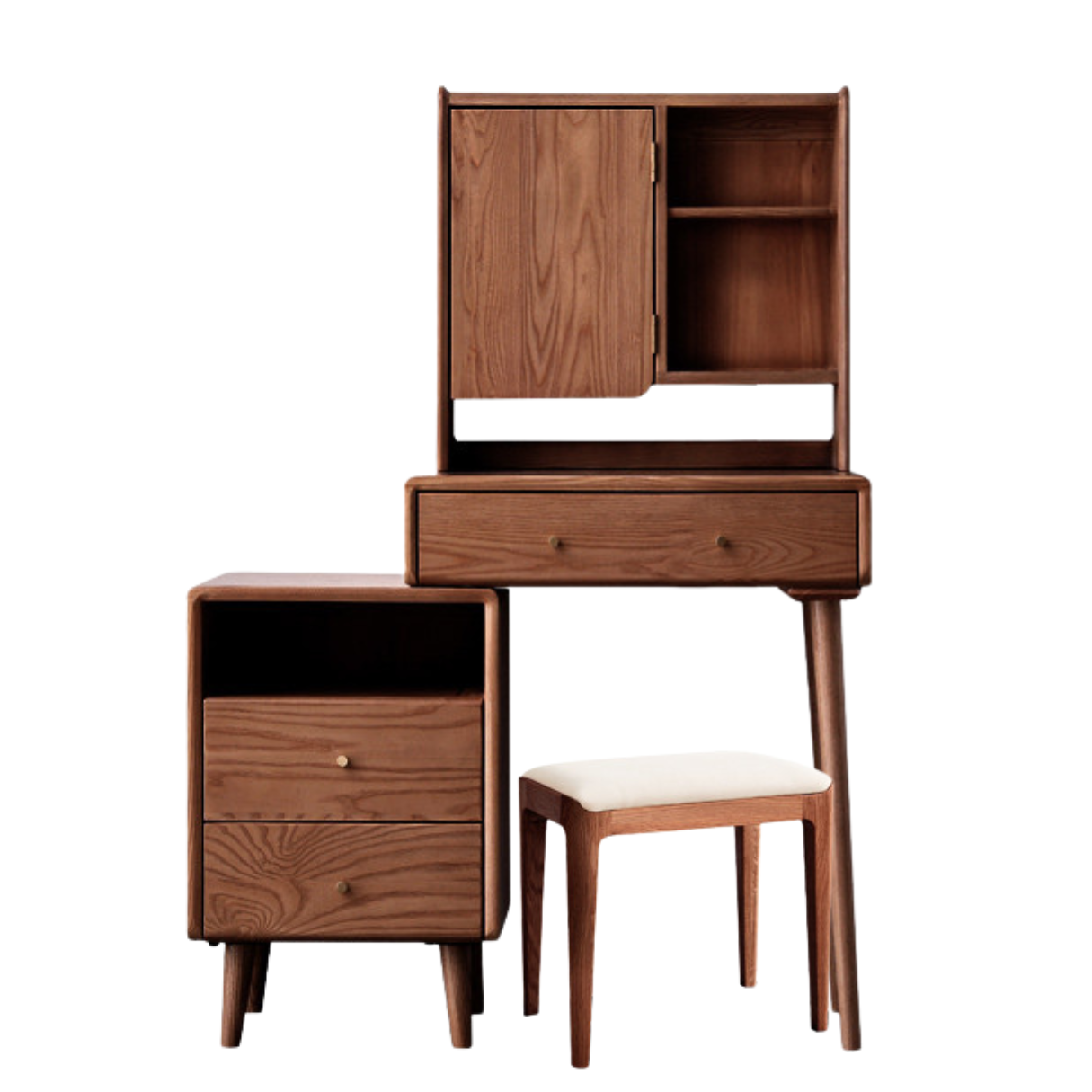 Ash Solid Wood Dressing Table with Mirror Shelf & Flip Cover.