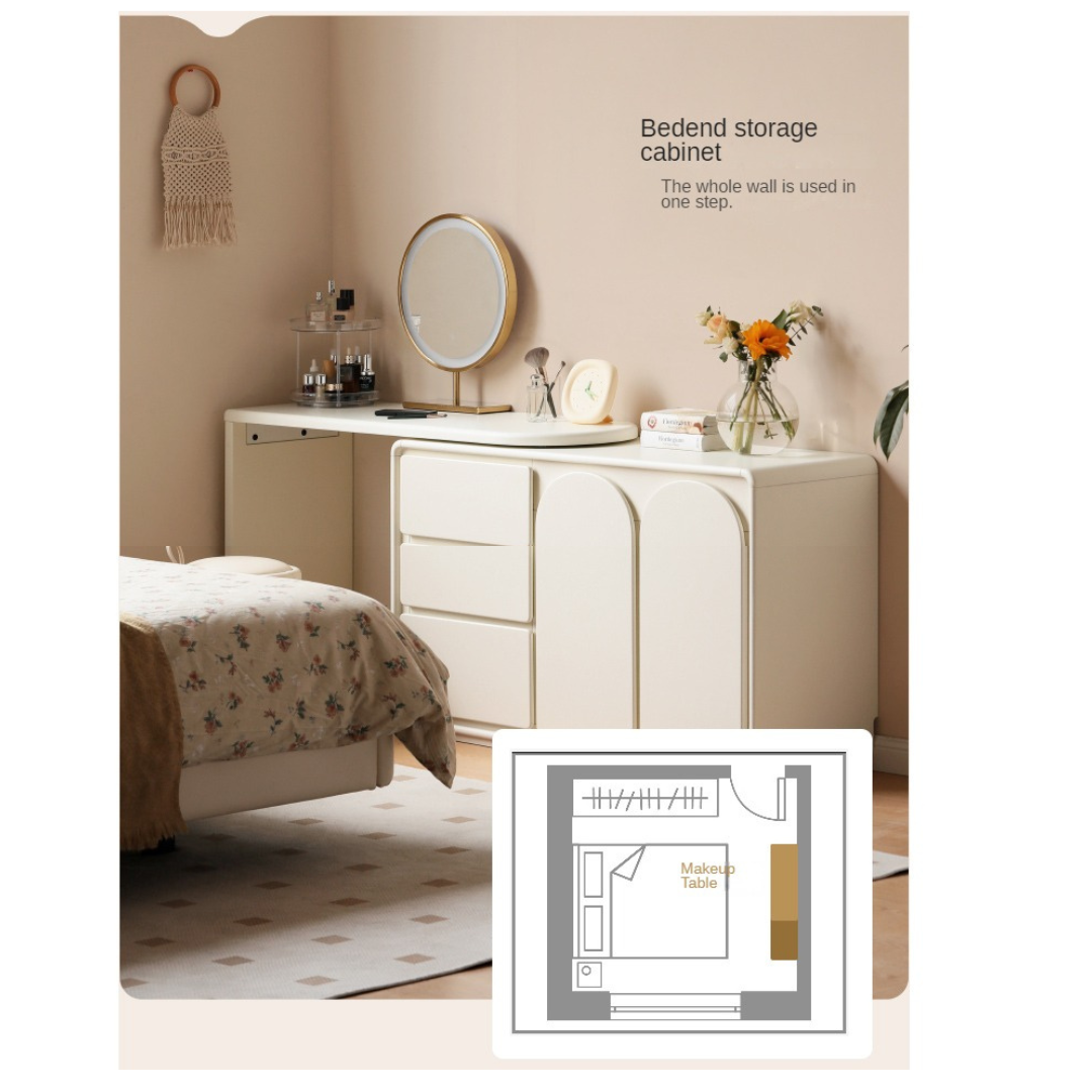 Solid Rubberwood French Cream Style Vanity Table.