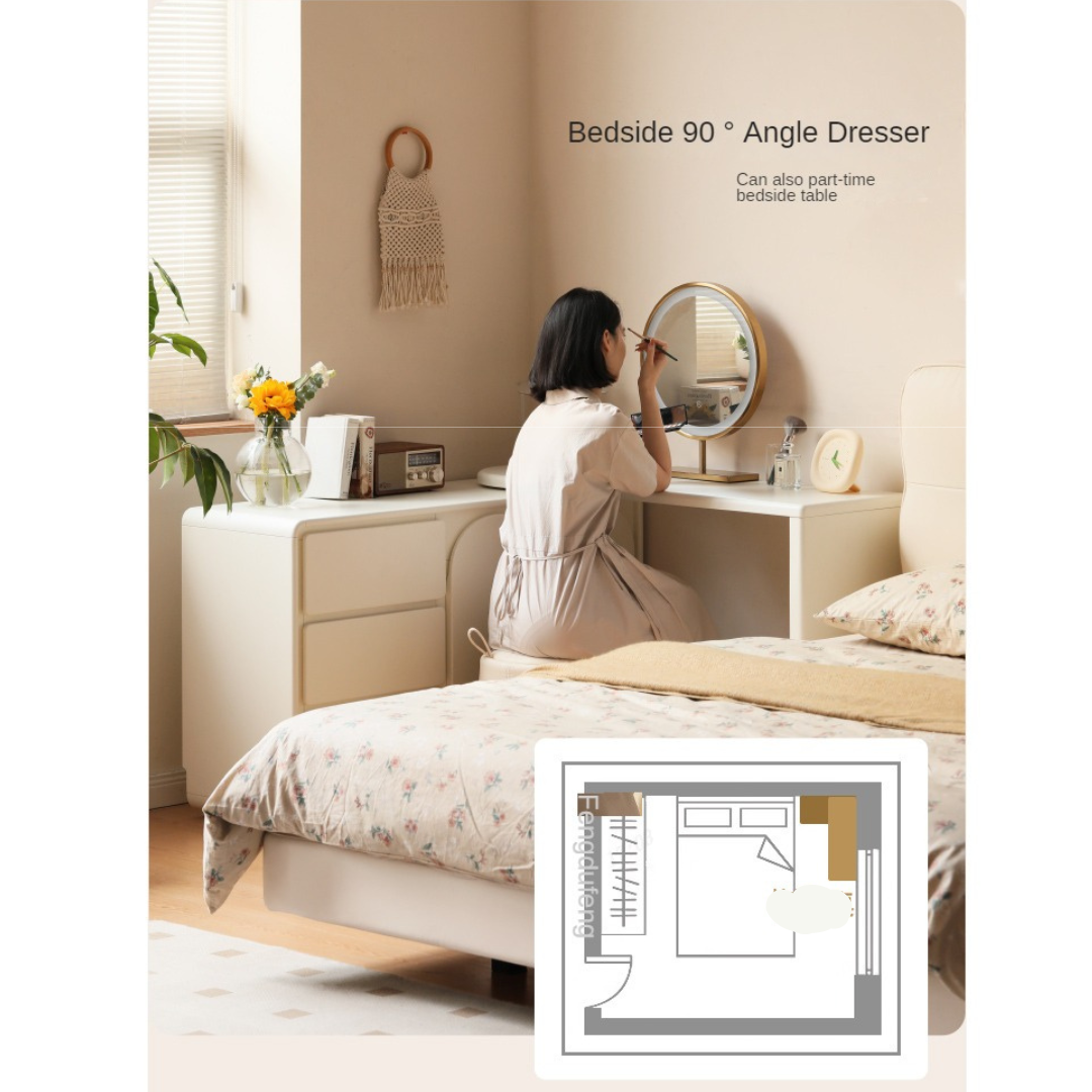 Solid Rubberwood French Cream Style Vanity Table.