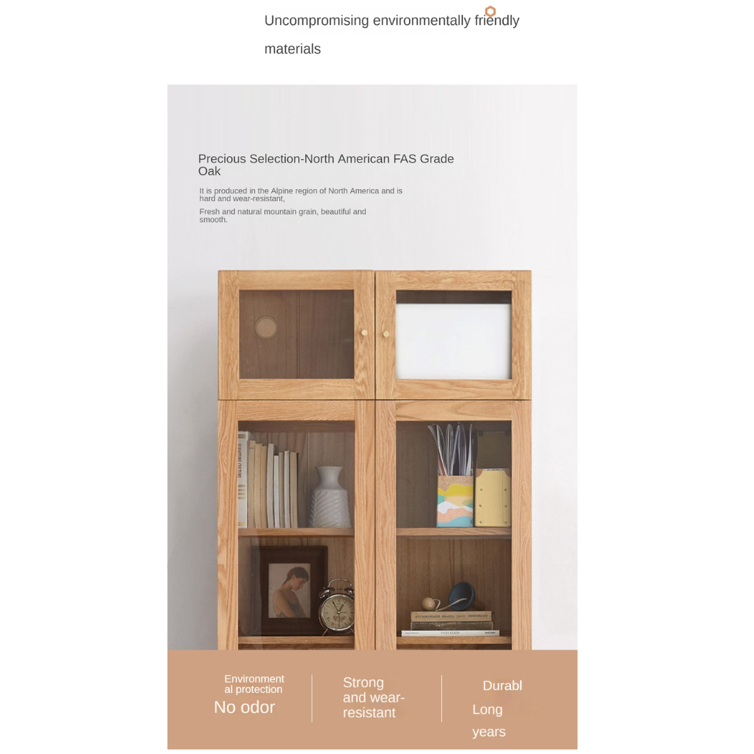 Oak, Cherry, Black Walnut Solid Wood Top Cabinet Combination Bookcase
