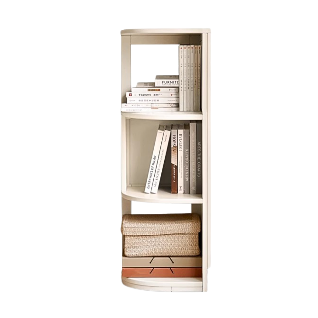 Tulipwood Solid Wood Corner Bookshelf, Floor-standing Storage Rack Cream Style