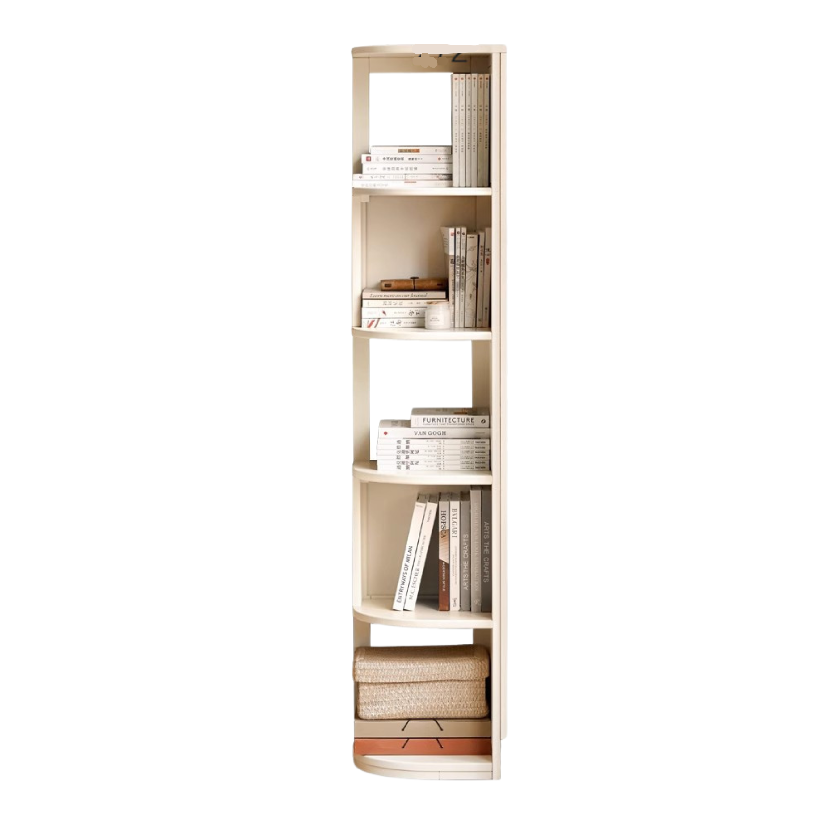 Tulipwood Solid Wood Corner Bookshelf, Floor-standing Storage Rack Cream Style