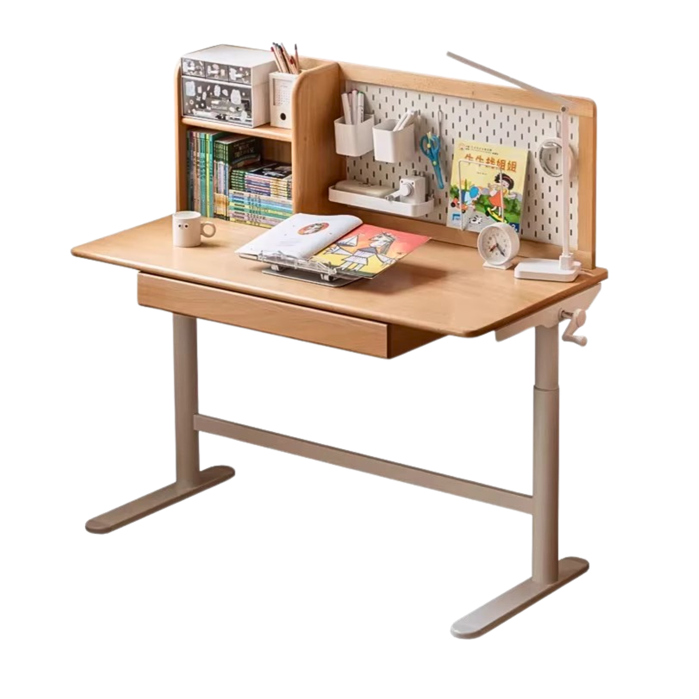 Beech Solid Wood Hand-Cranked Lifting Table Board Shelf DIY