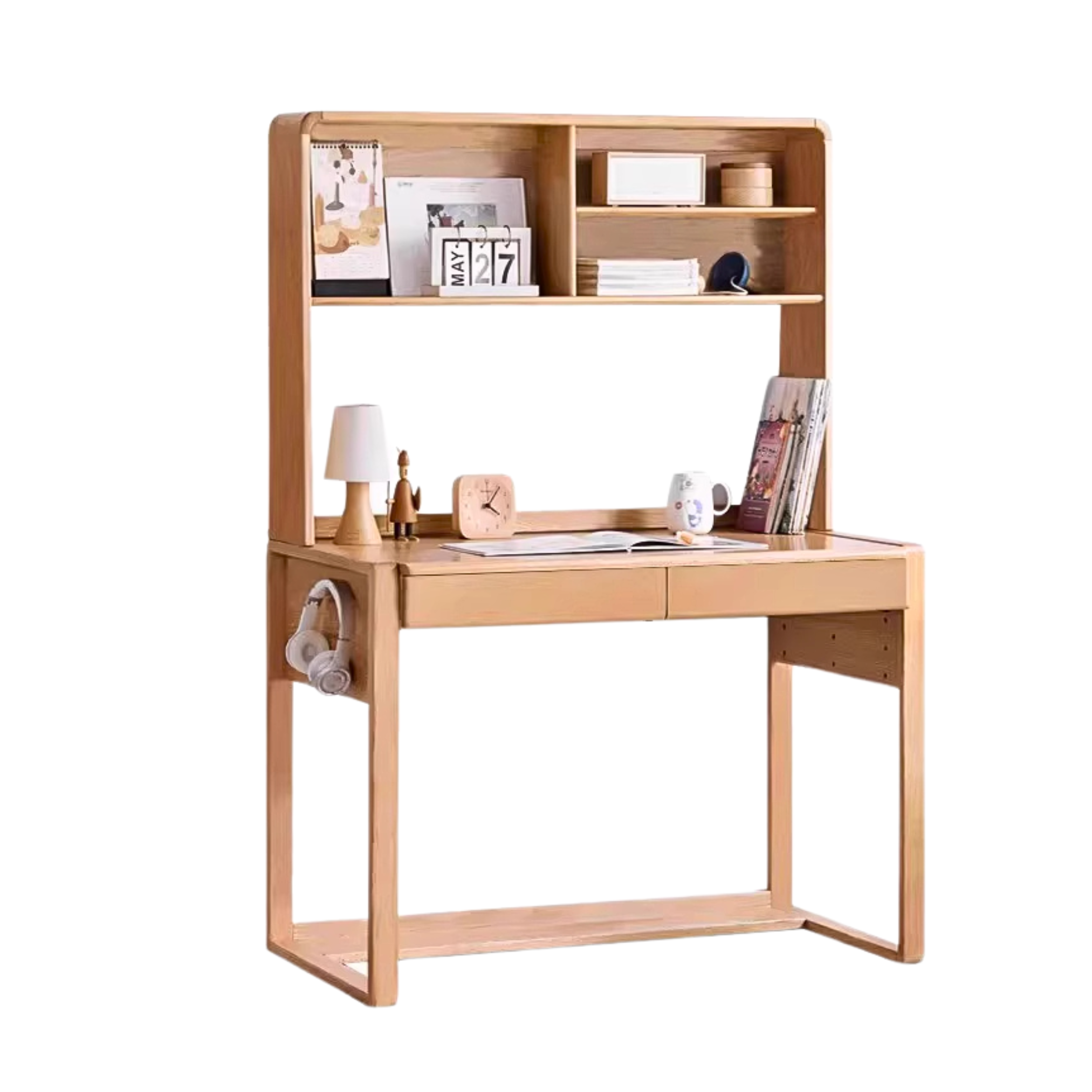 Beech Solid Wood Desk Can Be Lifted and Adjusted