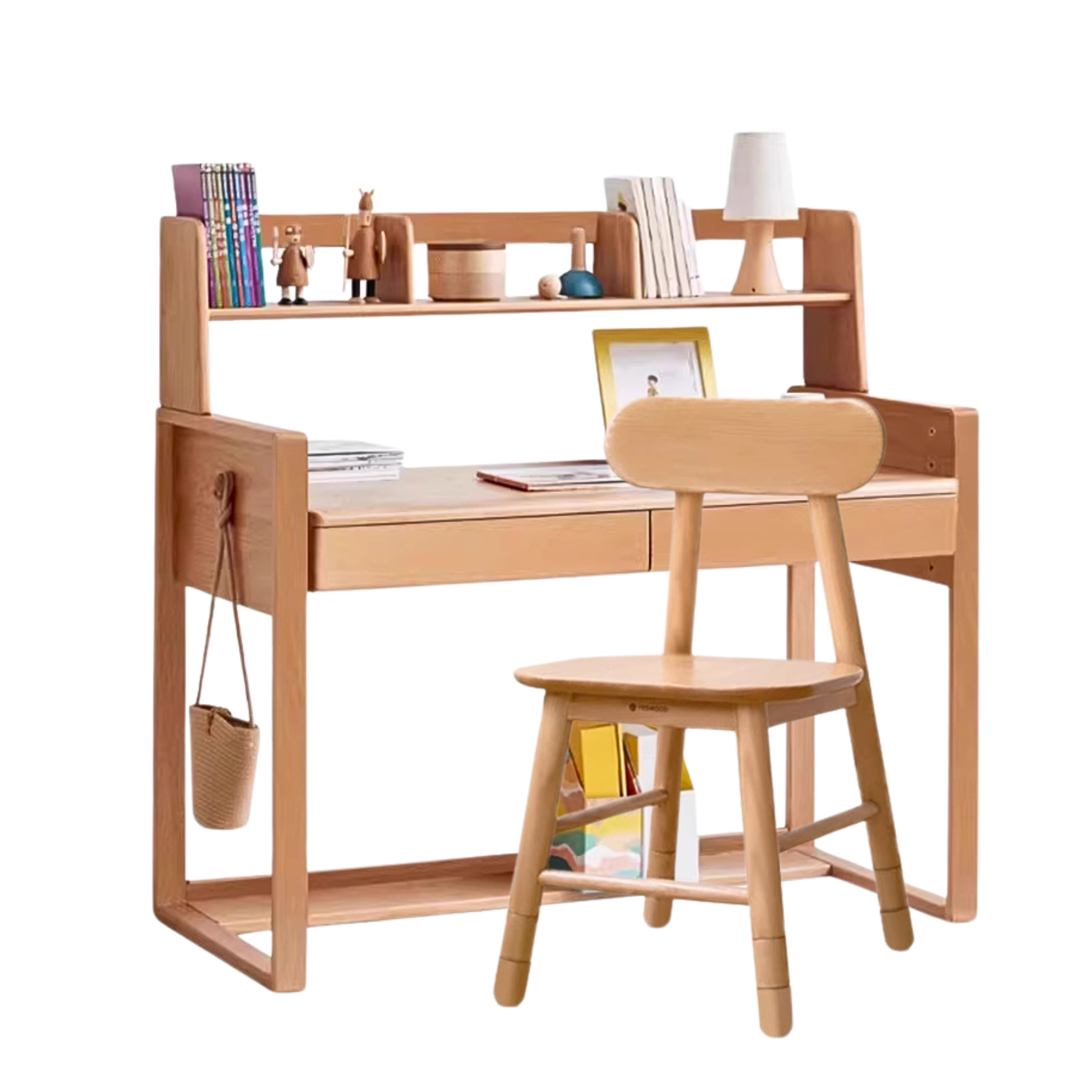 Beech Solid Wood Desk Can Be Lifted and Adjusted