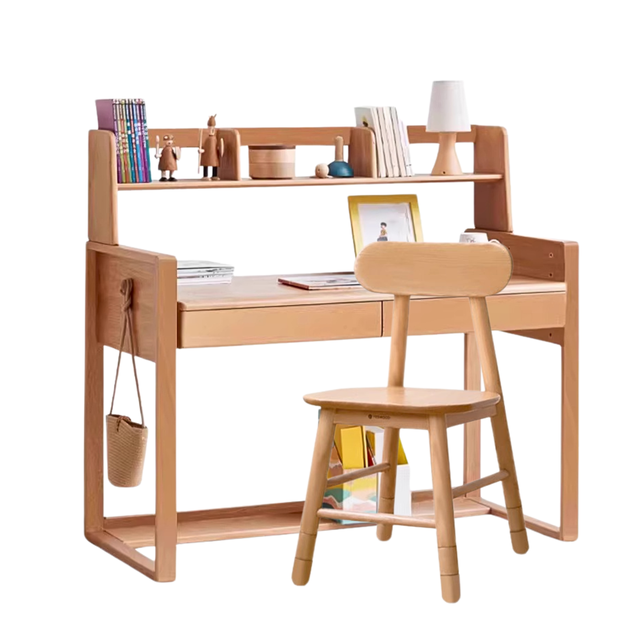 Beech Solid Wood Desk Can Be Lifted and Adjusted