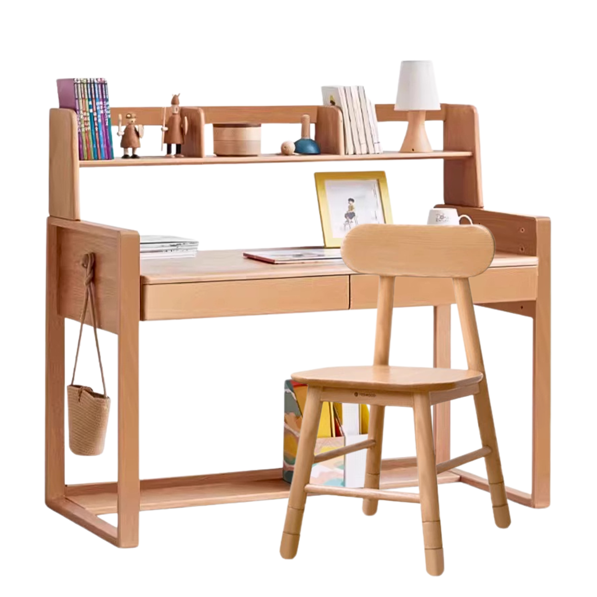 Beech Solid Wood Desk Can Be Lifted and Adjusted