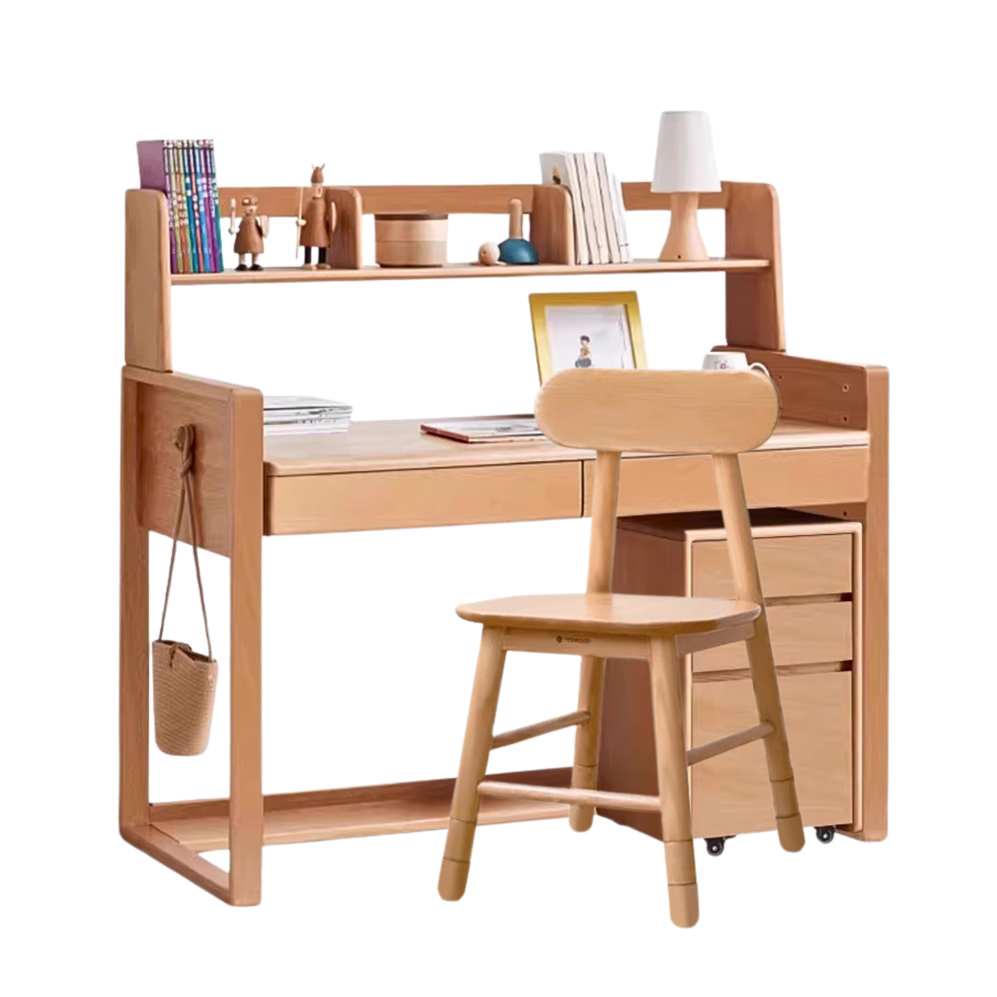 Beech Solid Wood Desk Can Be Lifted and Adjusted