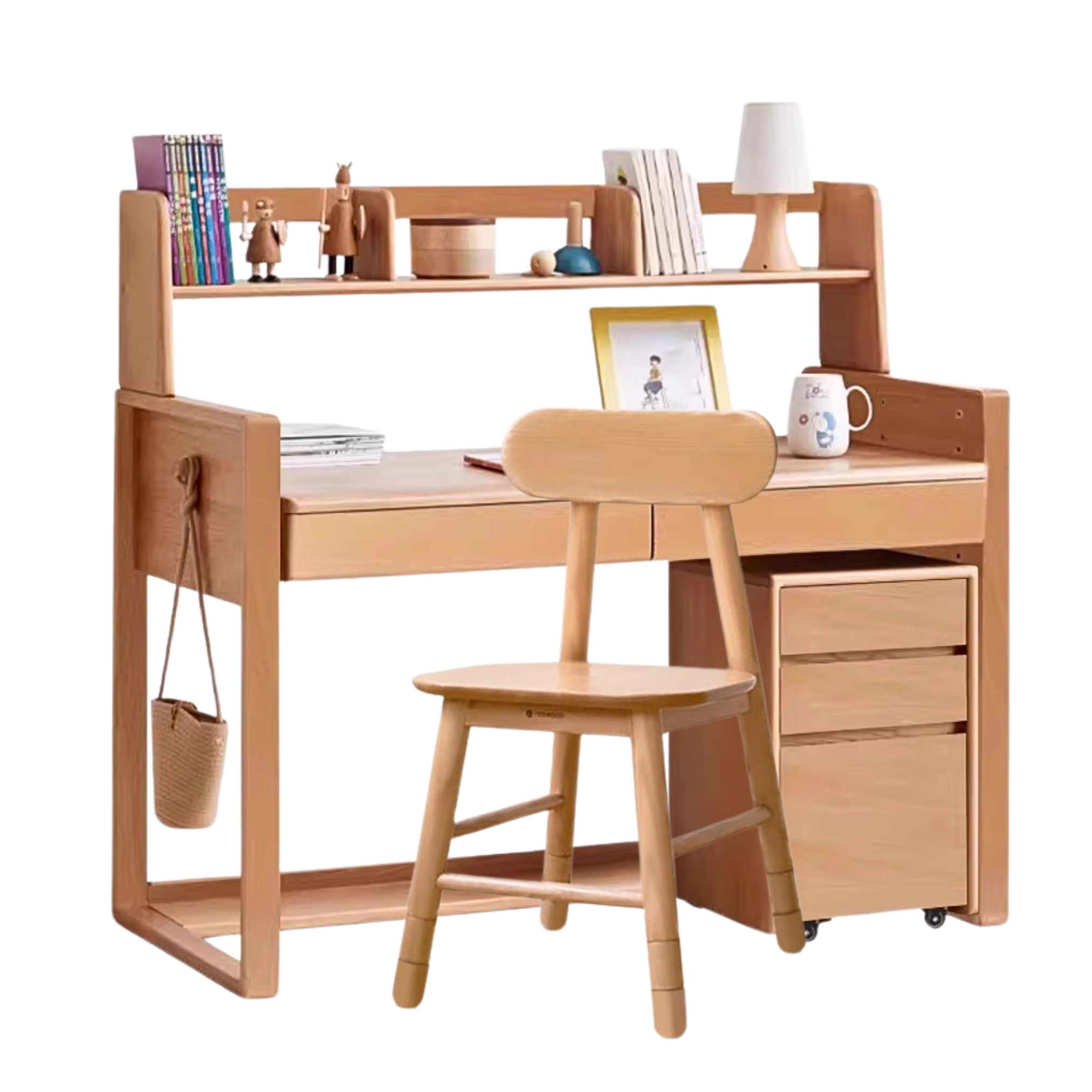 Beech Solid Wood Desk Can Be Lifted and Adjusted