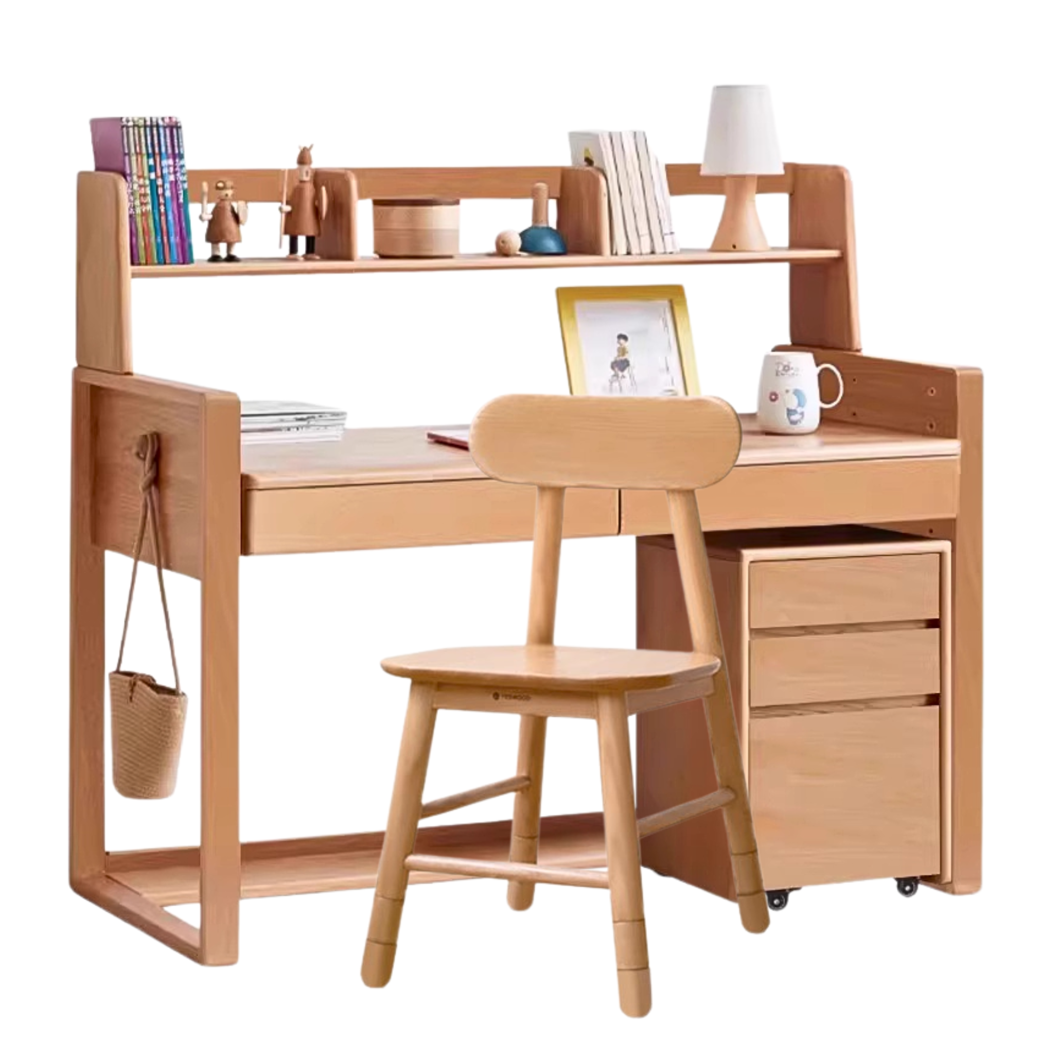 Beech Solid Wood Desk Can Be Lifted and Adjusted