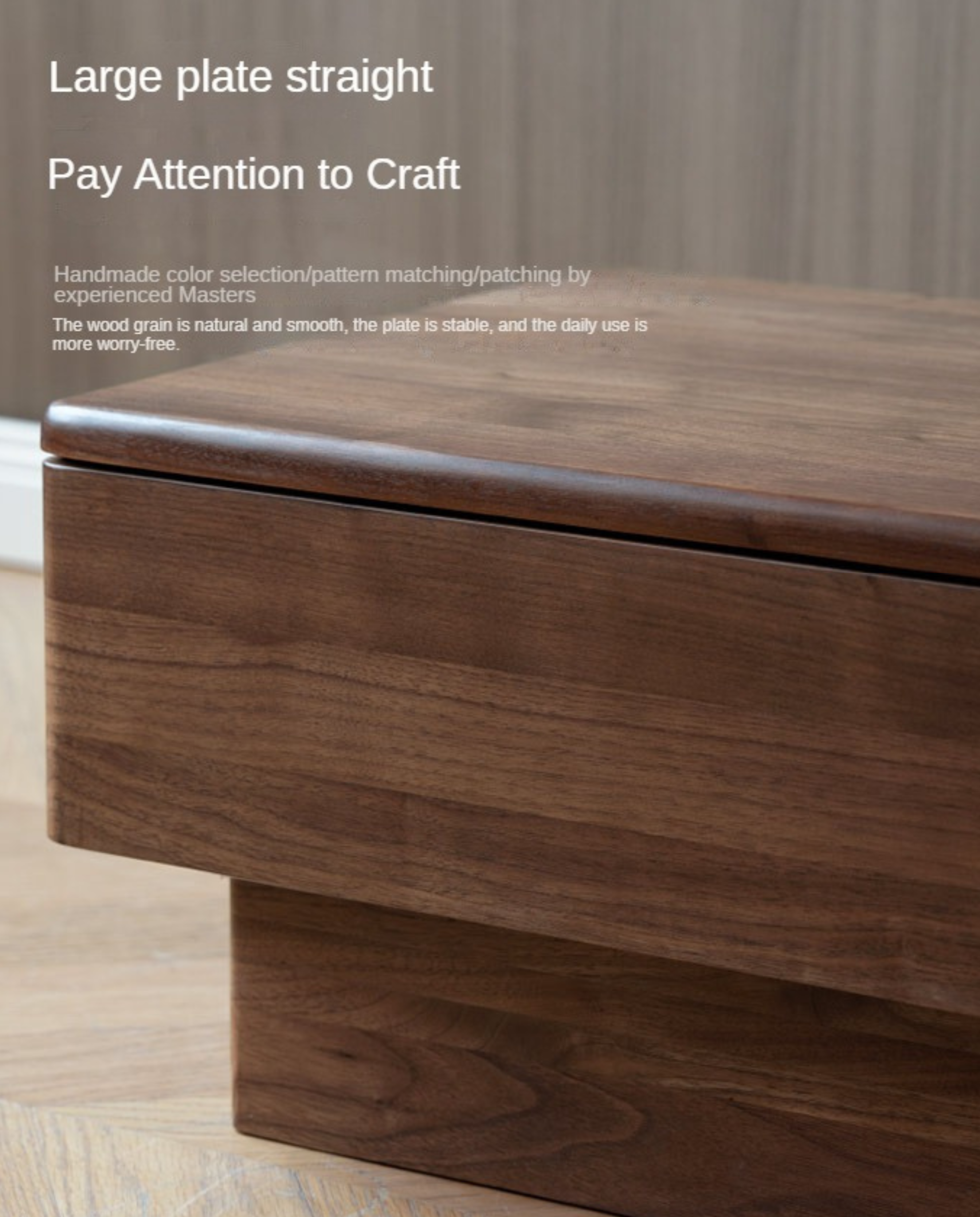 Black Walnut Solid Wood Nightstand With Light Drawer