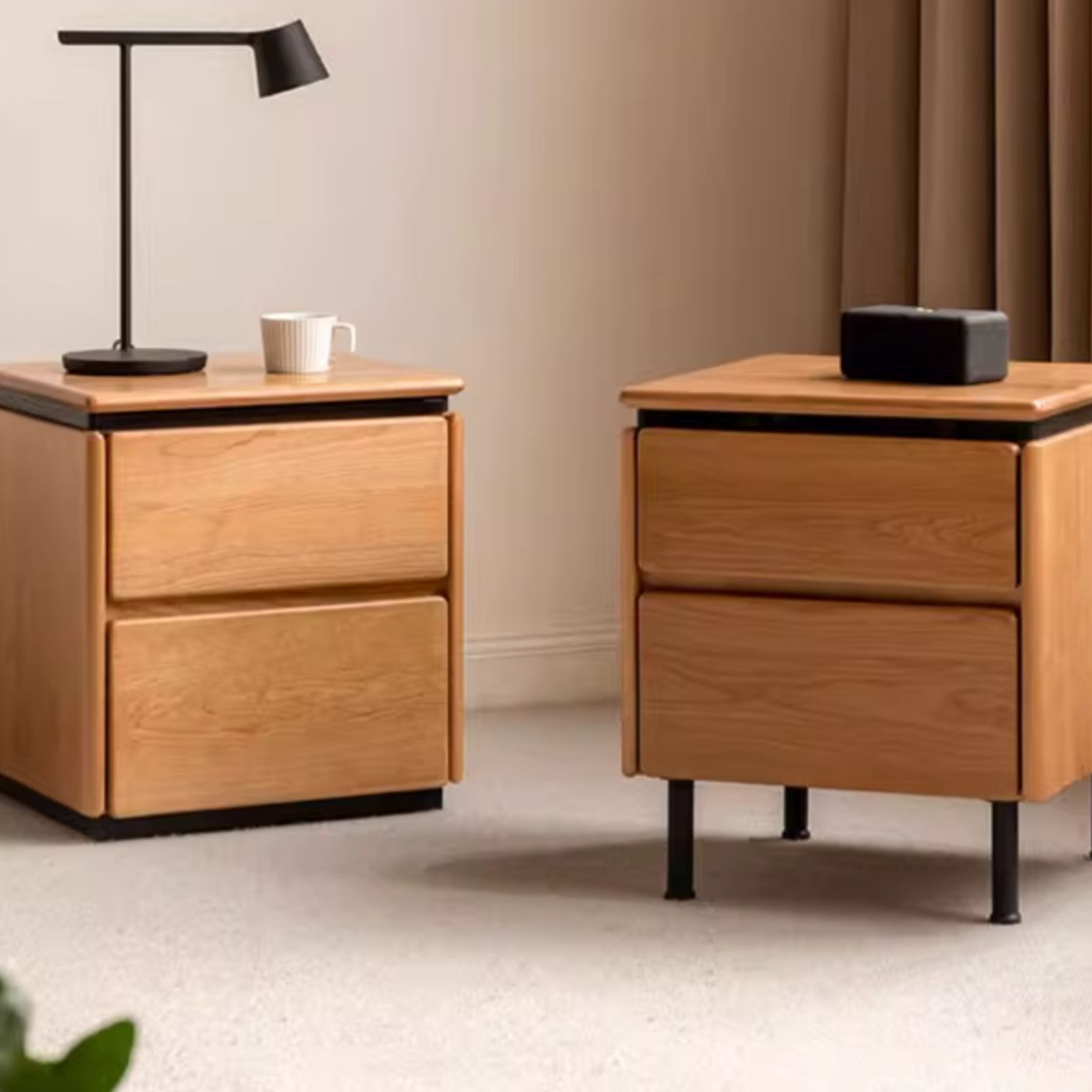 Cherry Solid Wood Retro Nightstand
