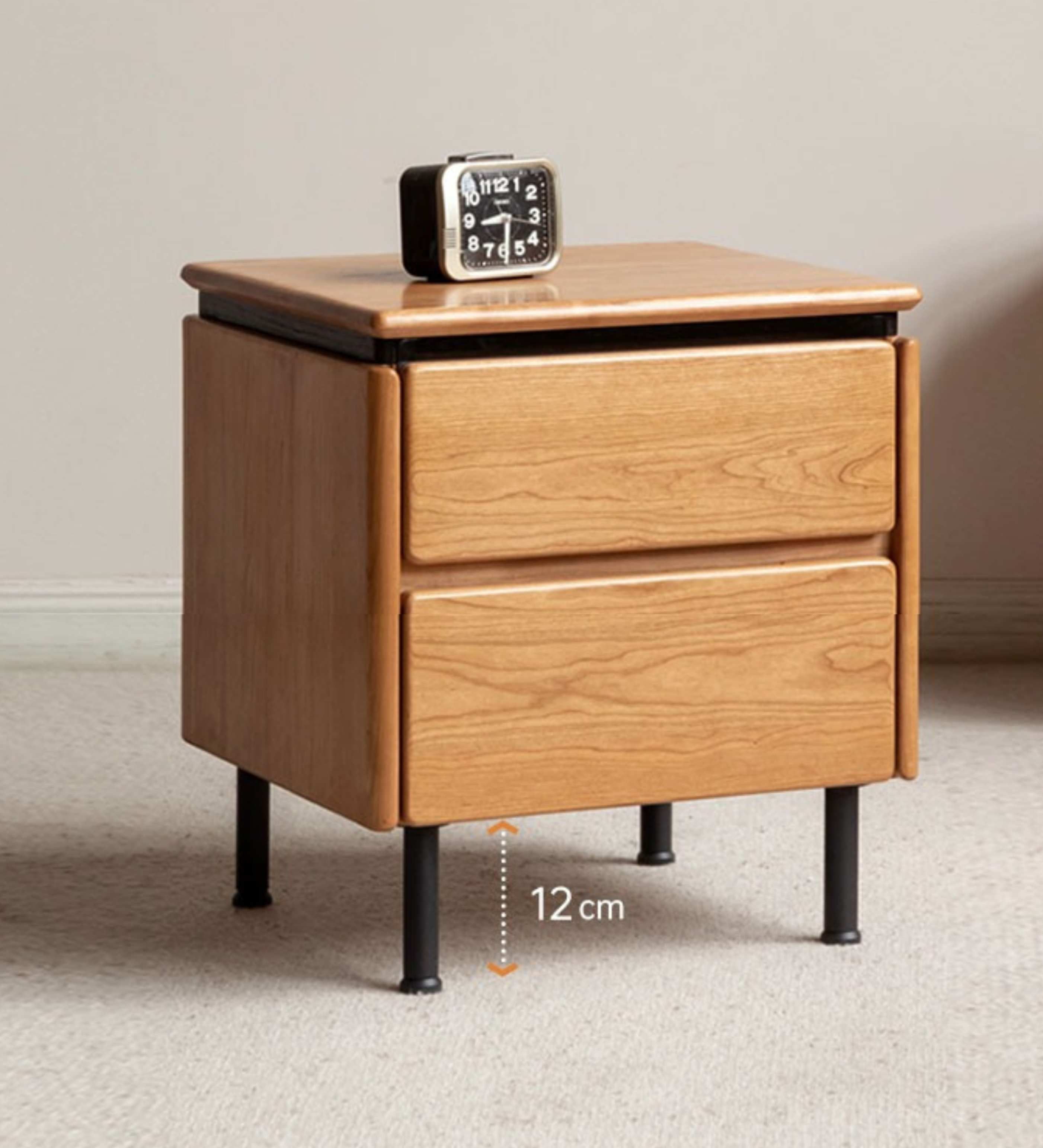 Cherry Solid Wood Retro Nightstand
