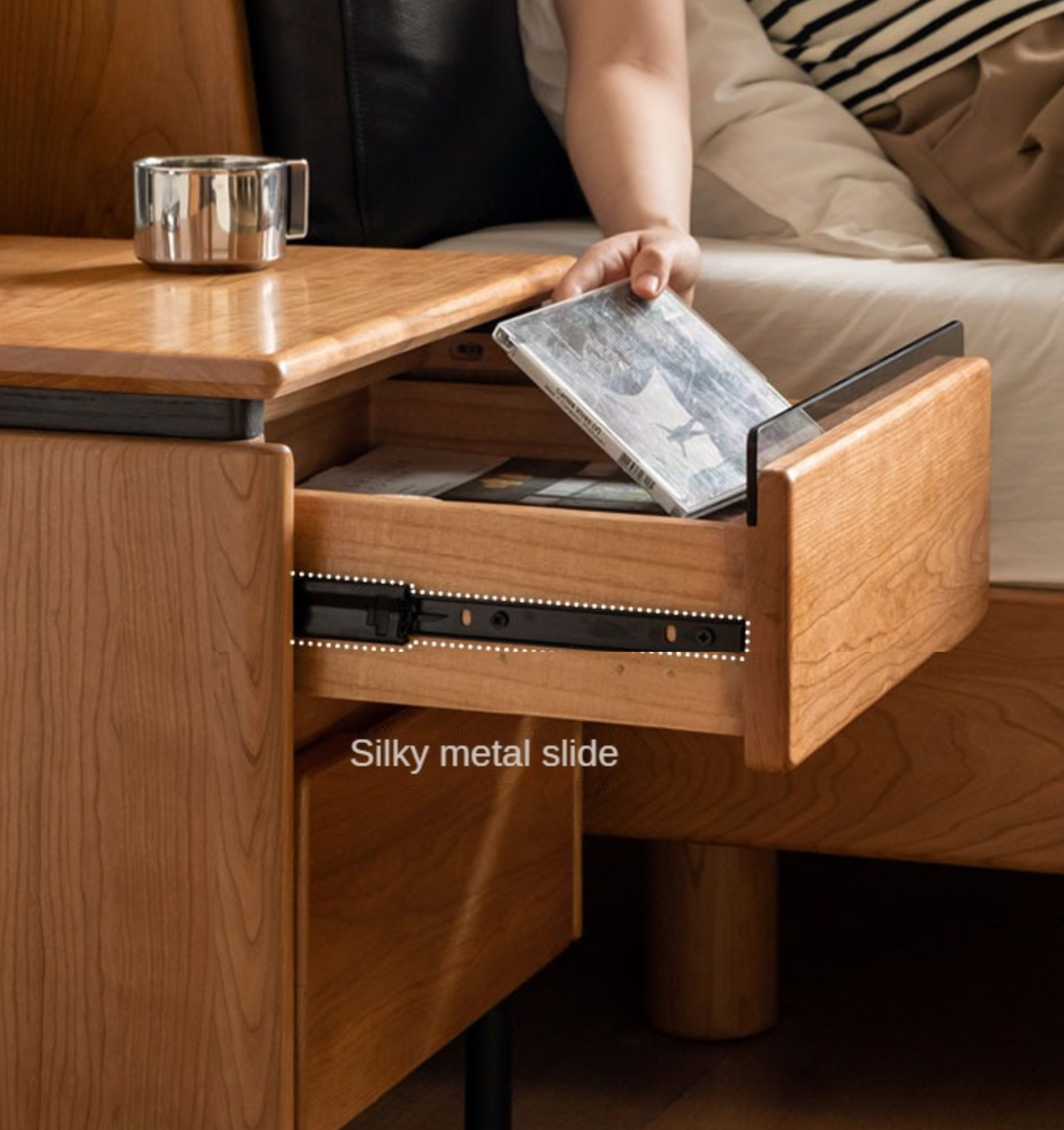 Cherry Solid Wood Retro Nightstand