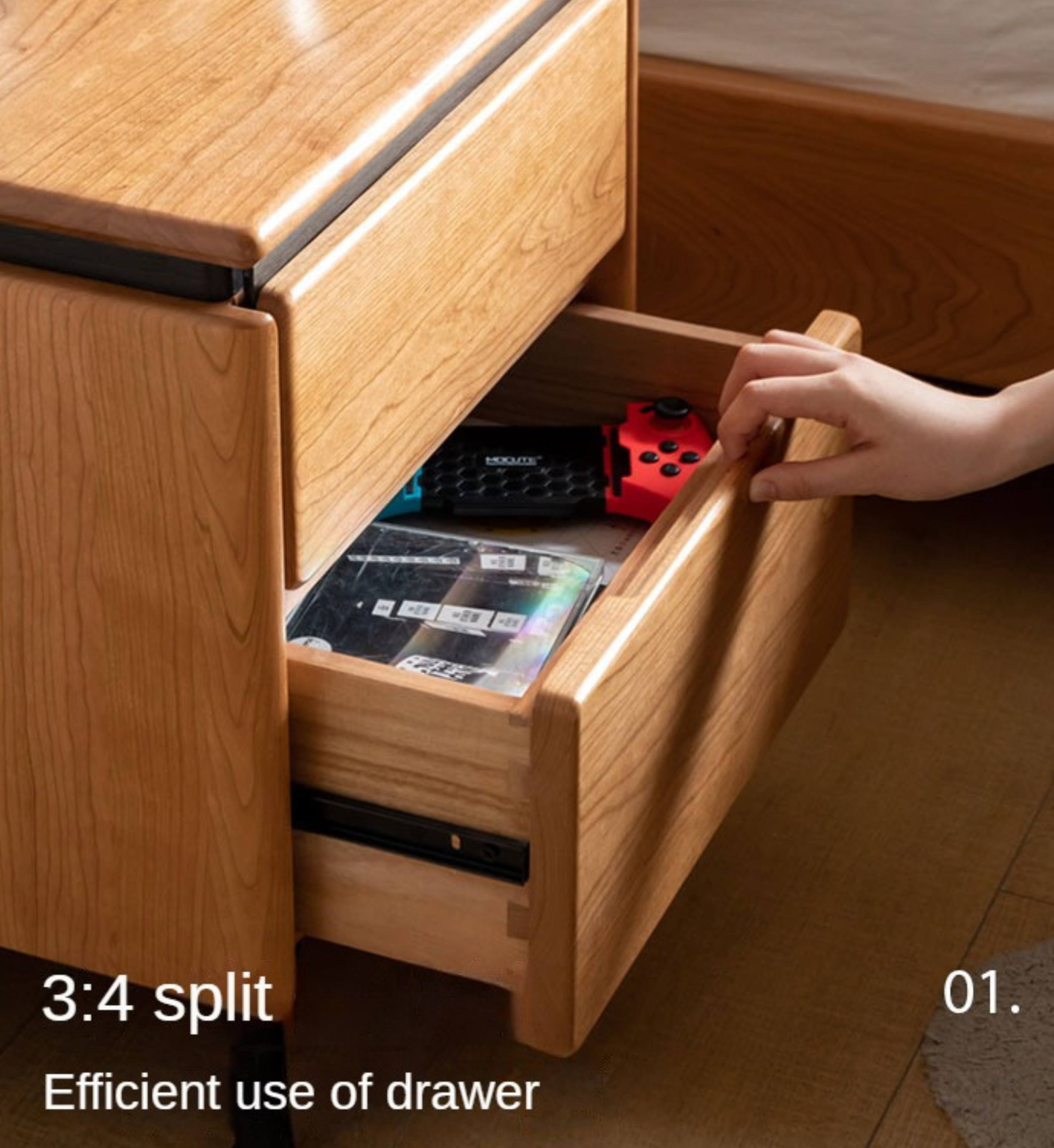 Cherry Solid Wood Retro Nightstand