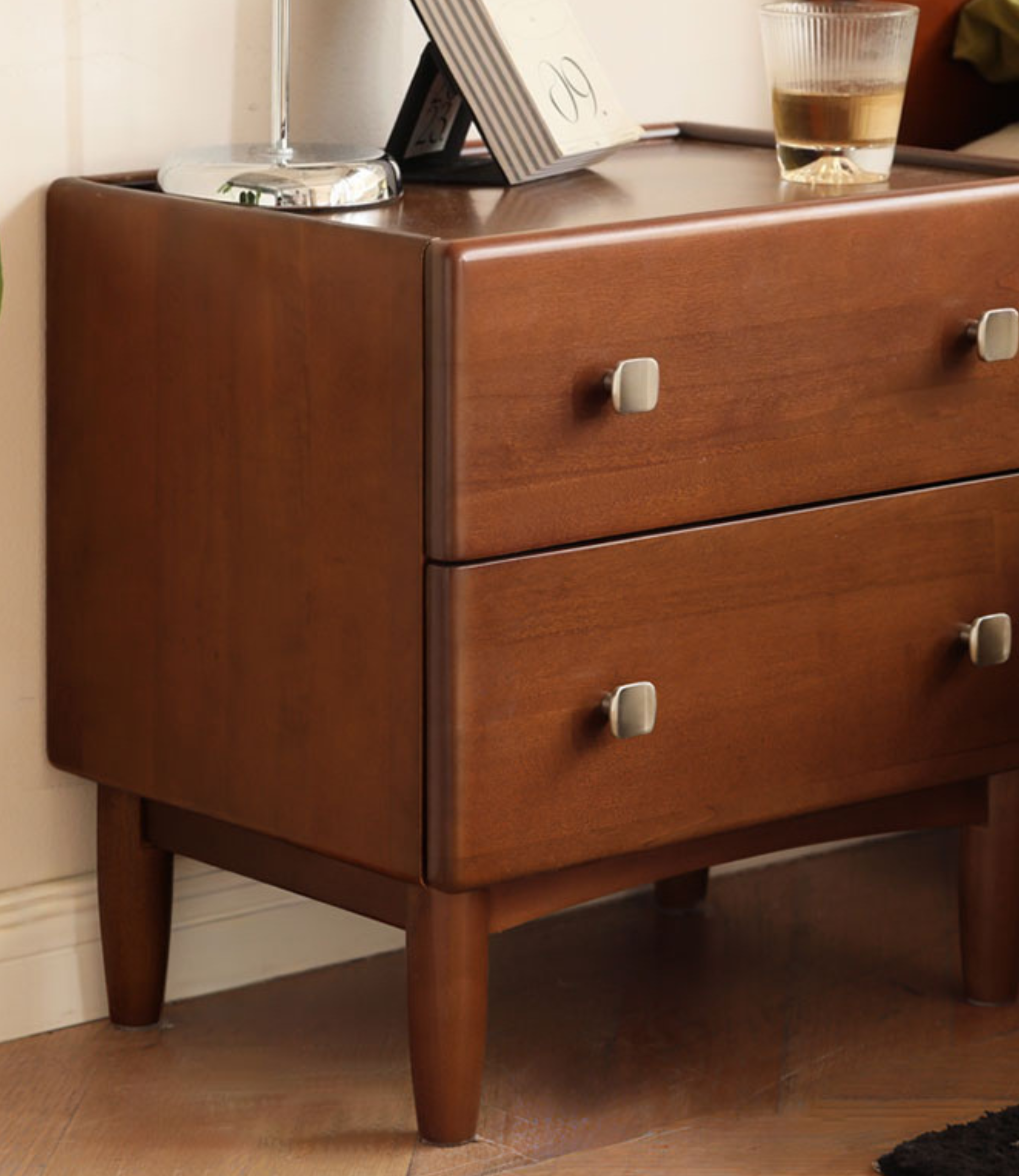 Poplar, Birch Solid Wood Retro Style Nightstand