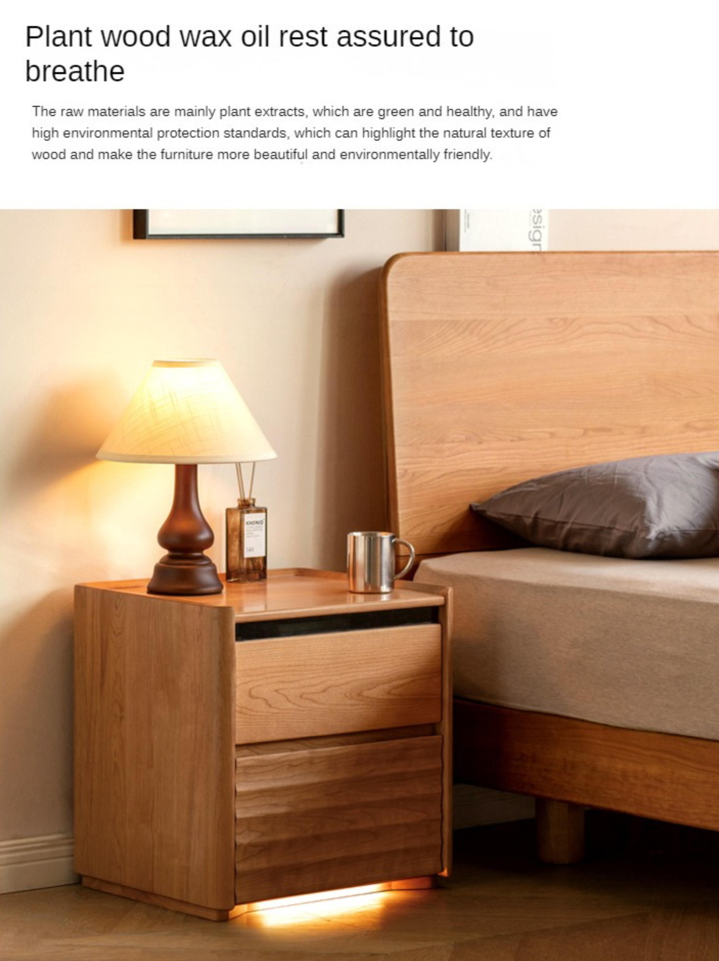 Cherry Wood Nightstand Lighted.