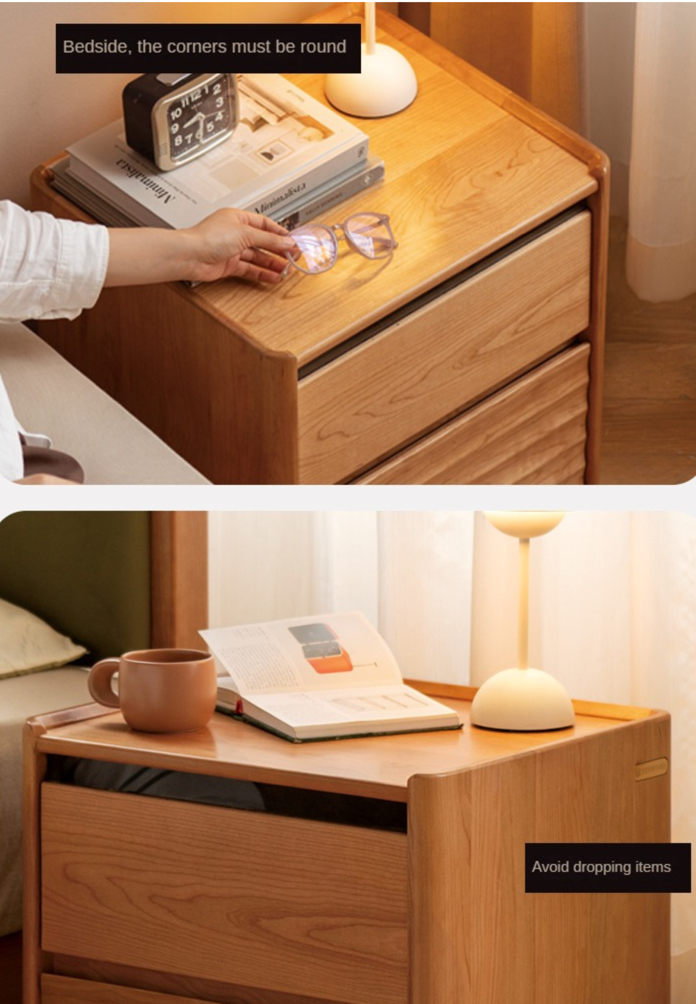Cherry Wood Nightstand Lighted.