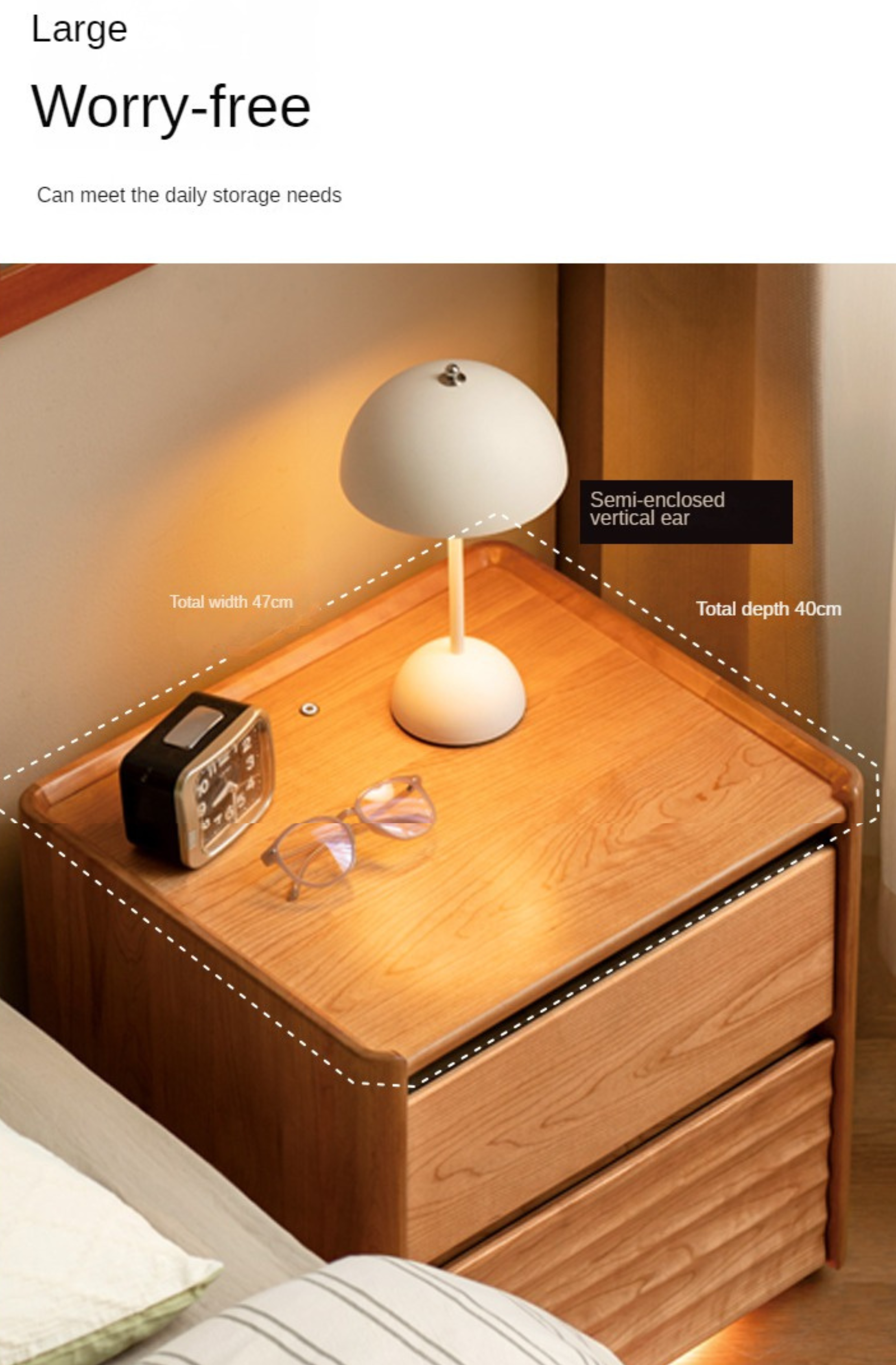 Cherry Wood Nightstand Lighted.