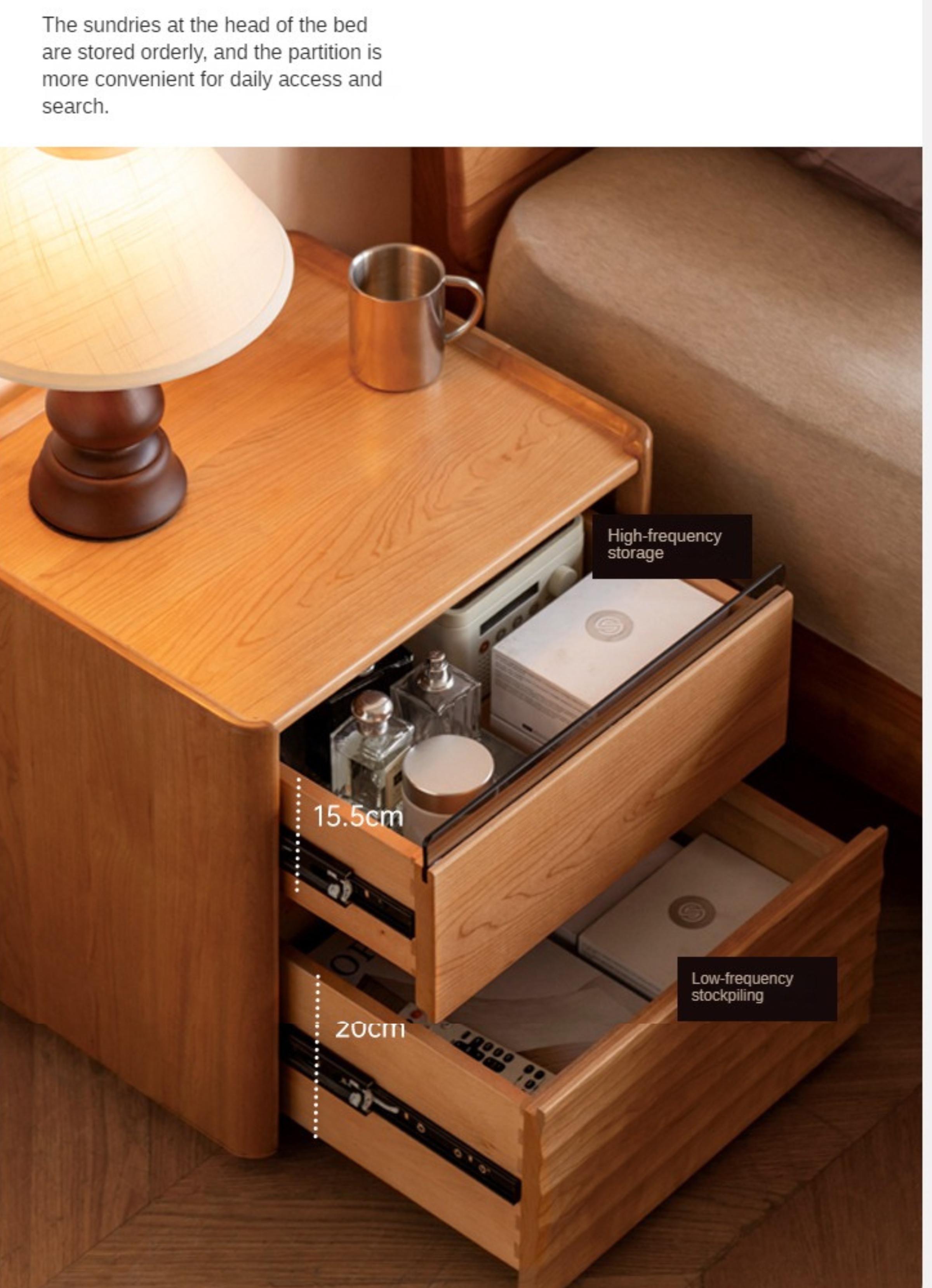 Cherry Wood Nightstand Lighted.