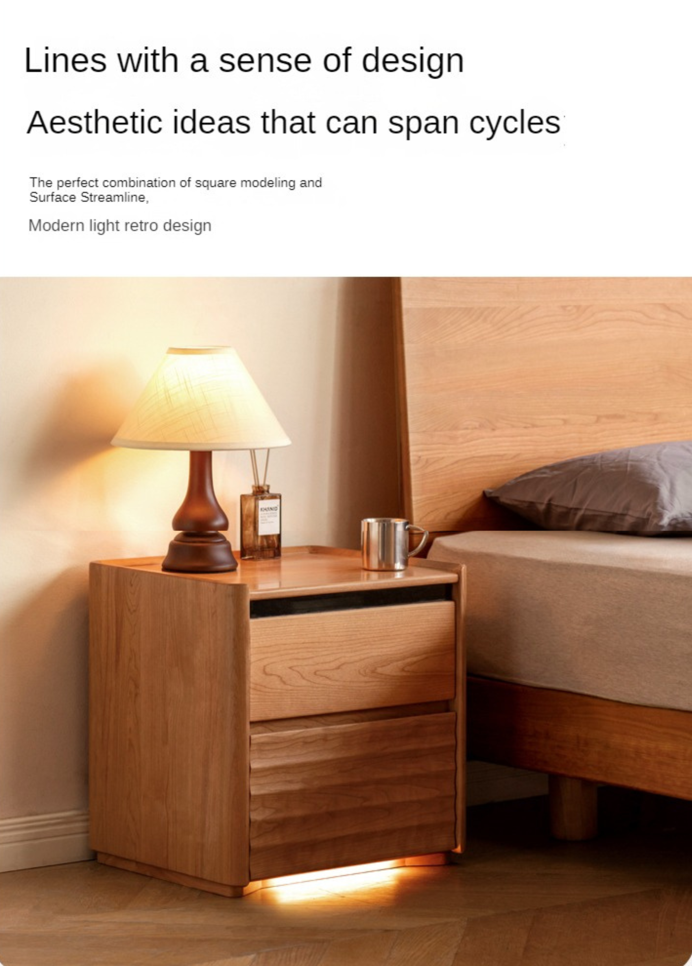Cherry Wood Nightstand Lighted.