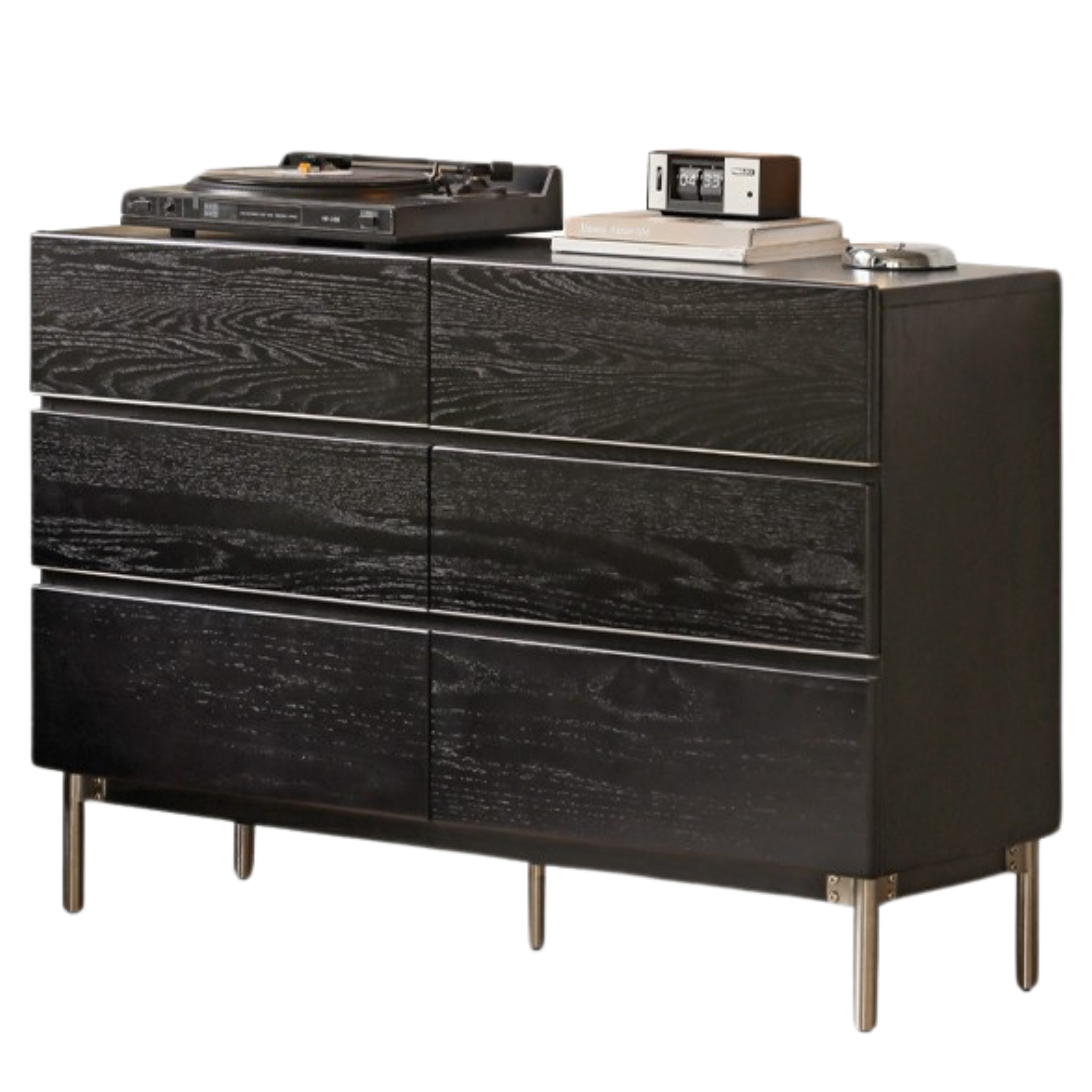 Oak Solid Wood Black Industrial Style Storage Cabinet