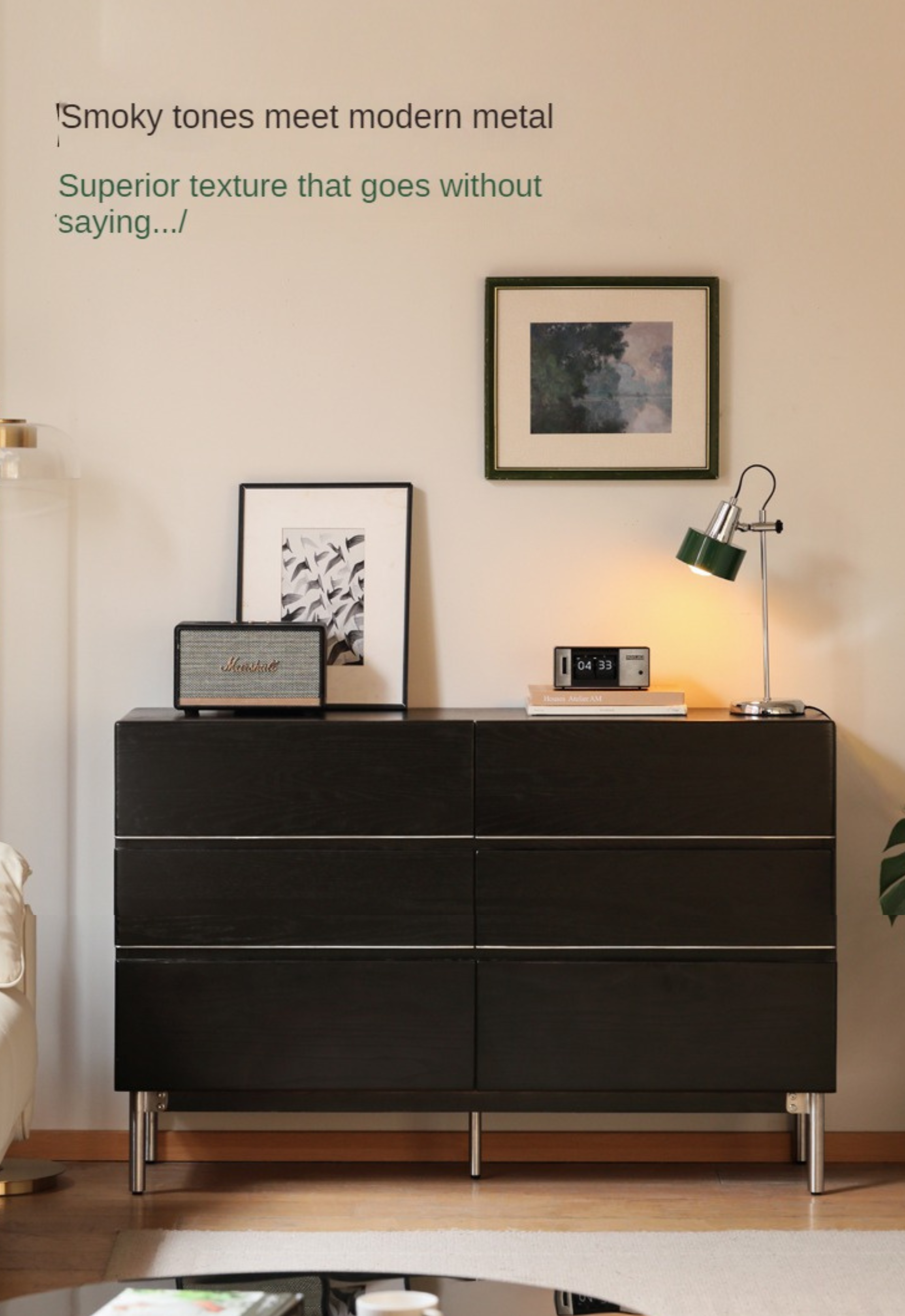 Oak Solid Wood Black Industrial Style Storage Cabinet