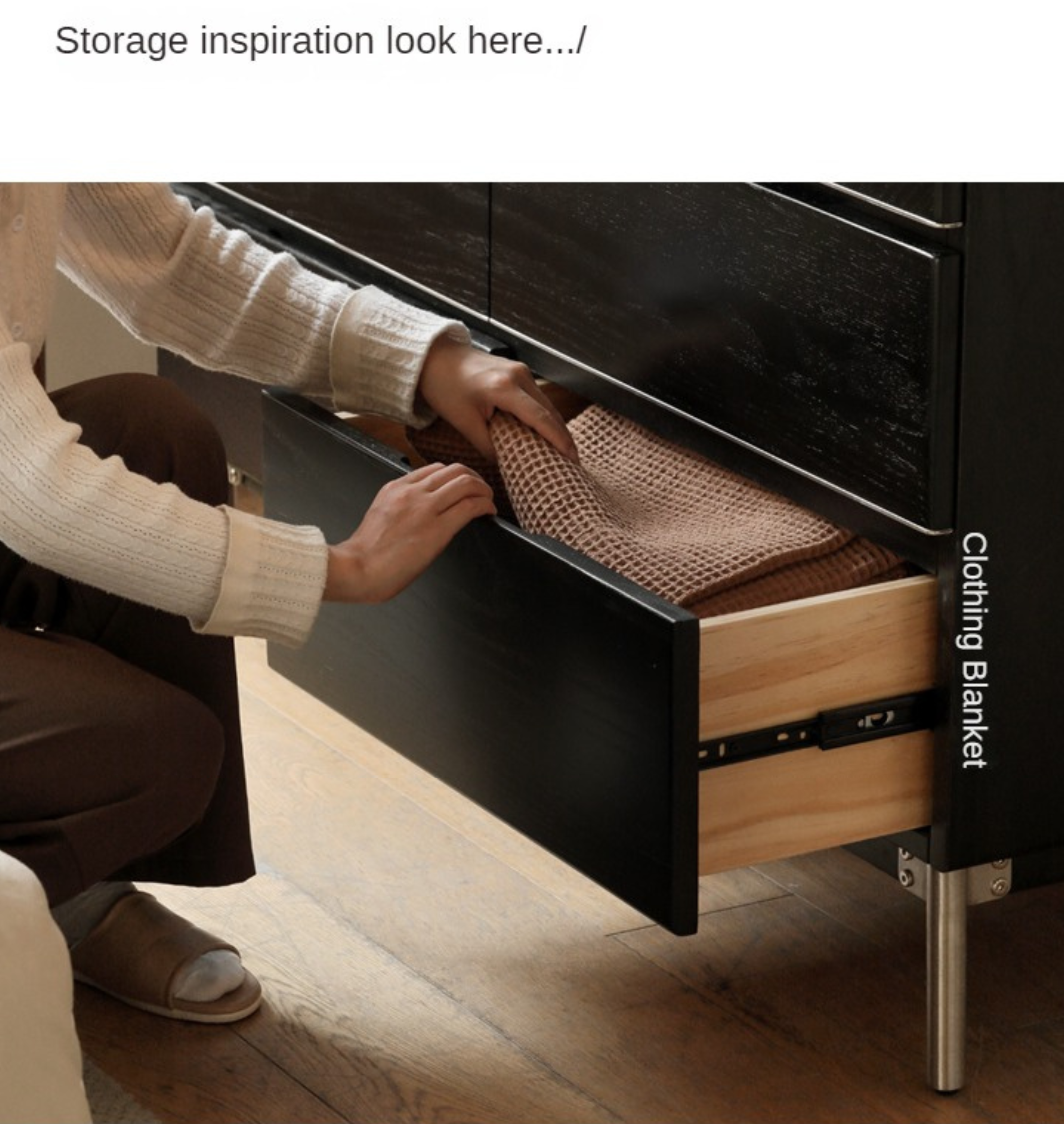 Oak Solid Wood Black Industrial Style Storage Cabinet
