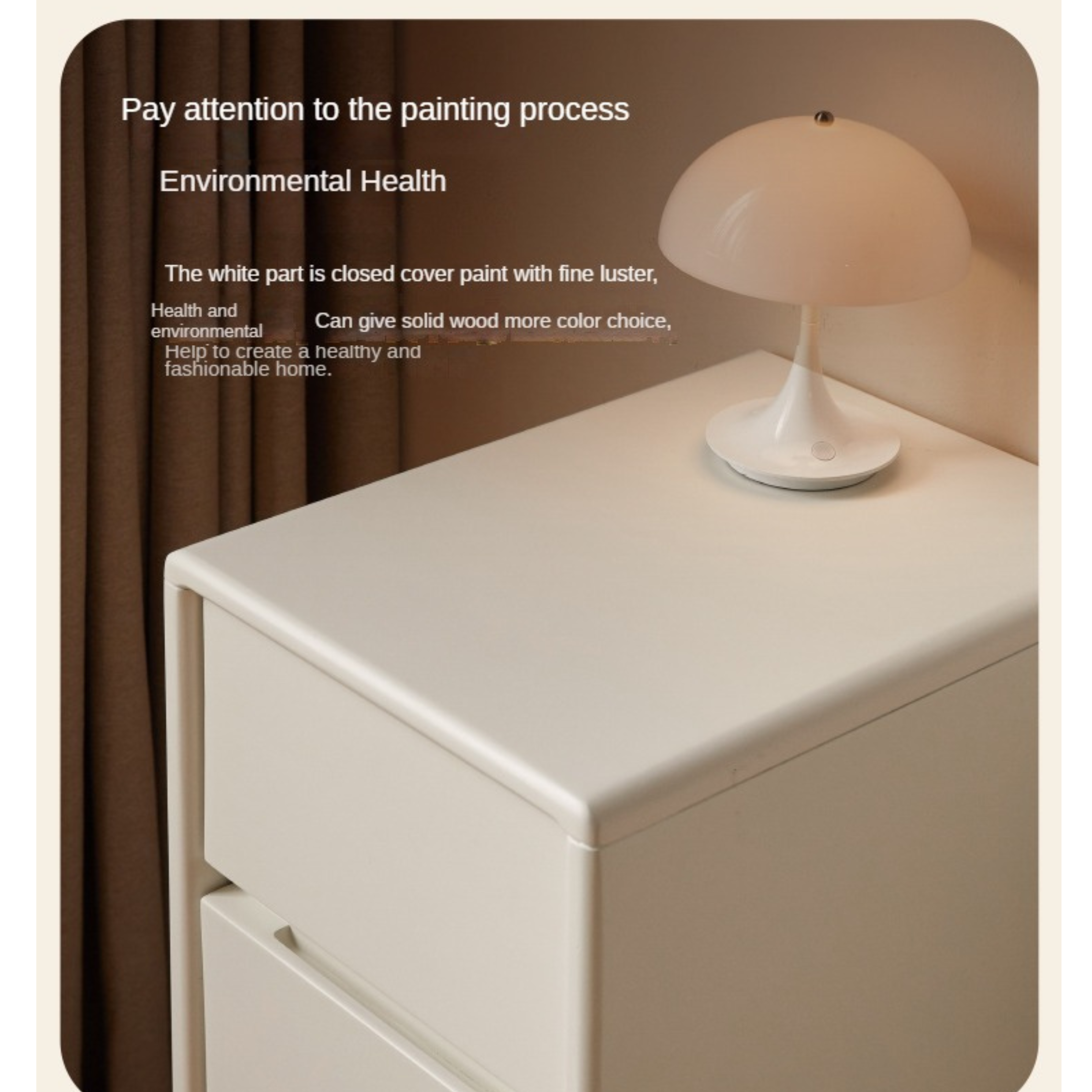 Solid Rubberwood White Drawer Storage Cabinet