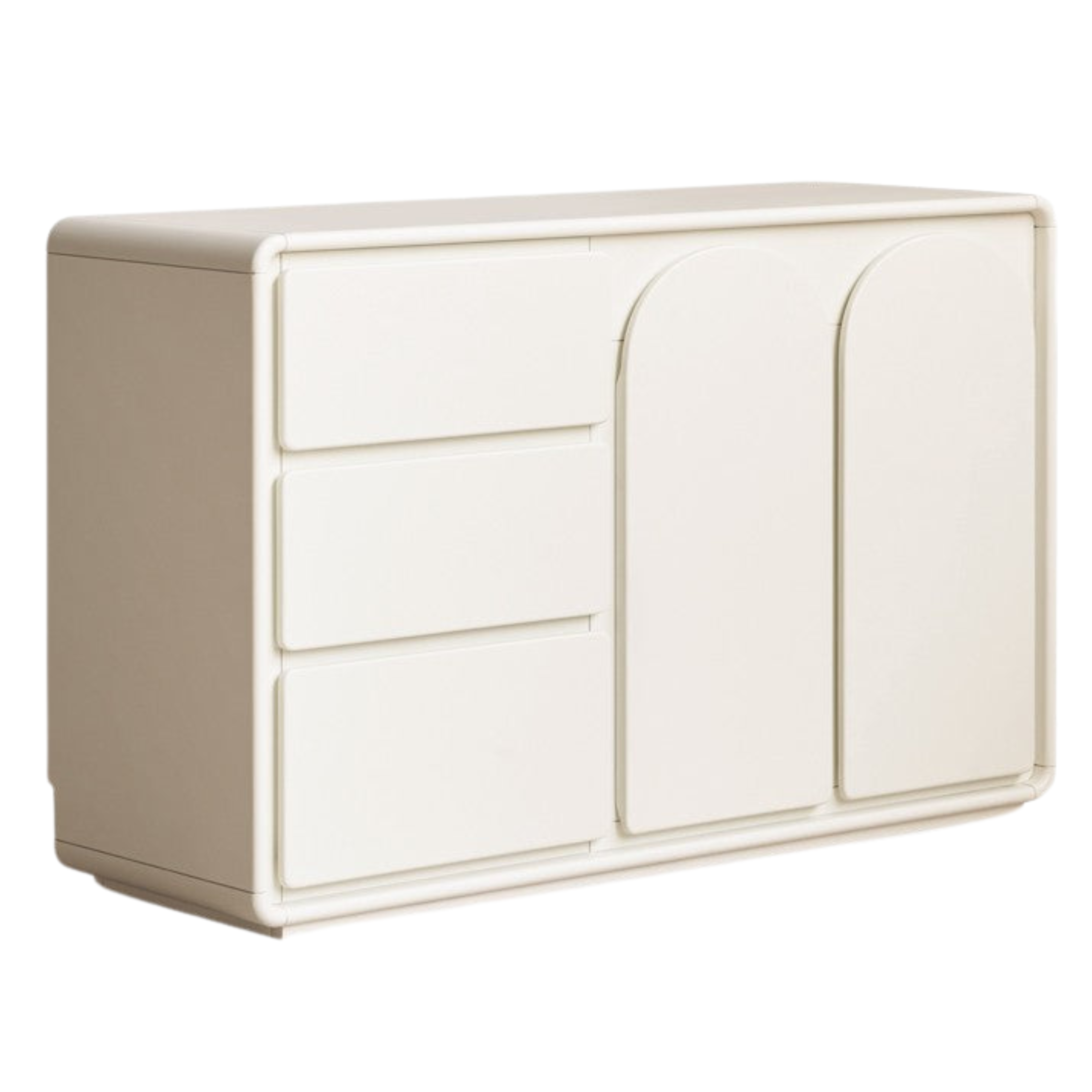 Rubberwood, Poplar Solid Wood White Storage Cabinet