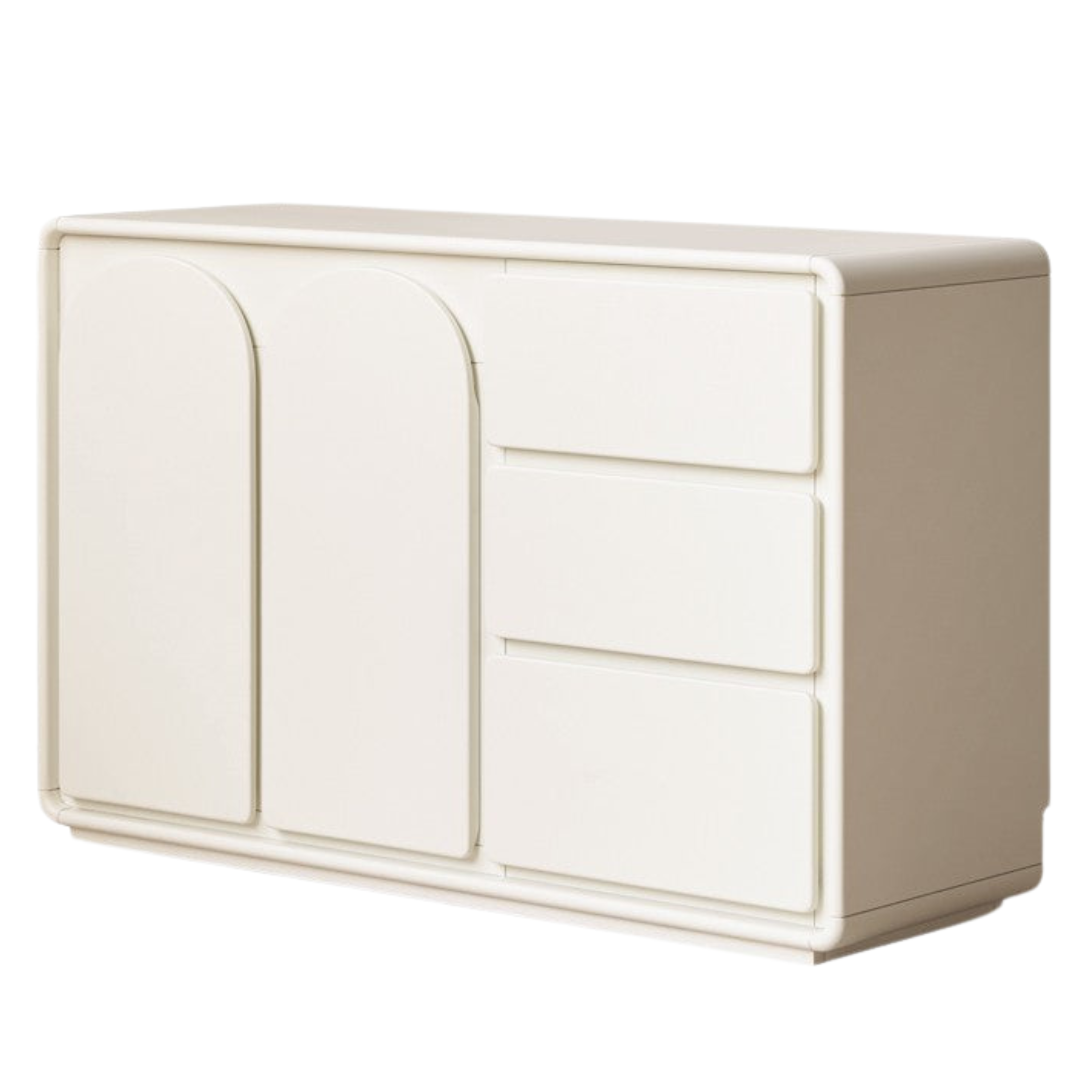 Rubberwood, Poplar Solid Wood White Storage Cabinet